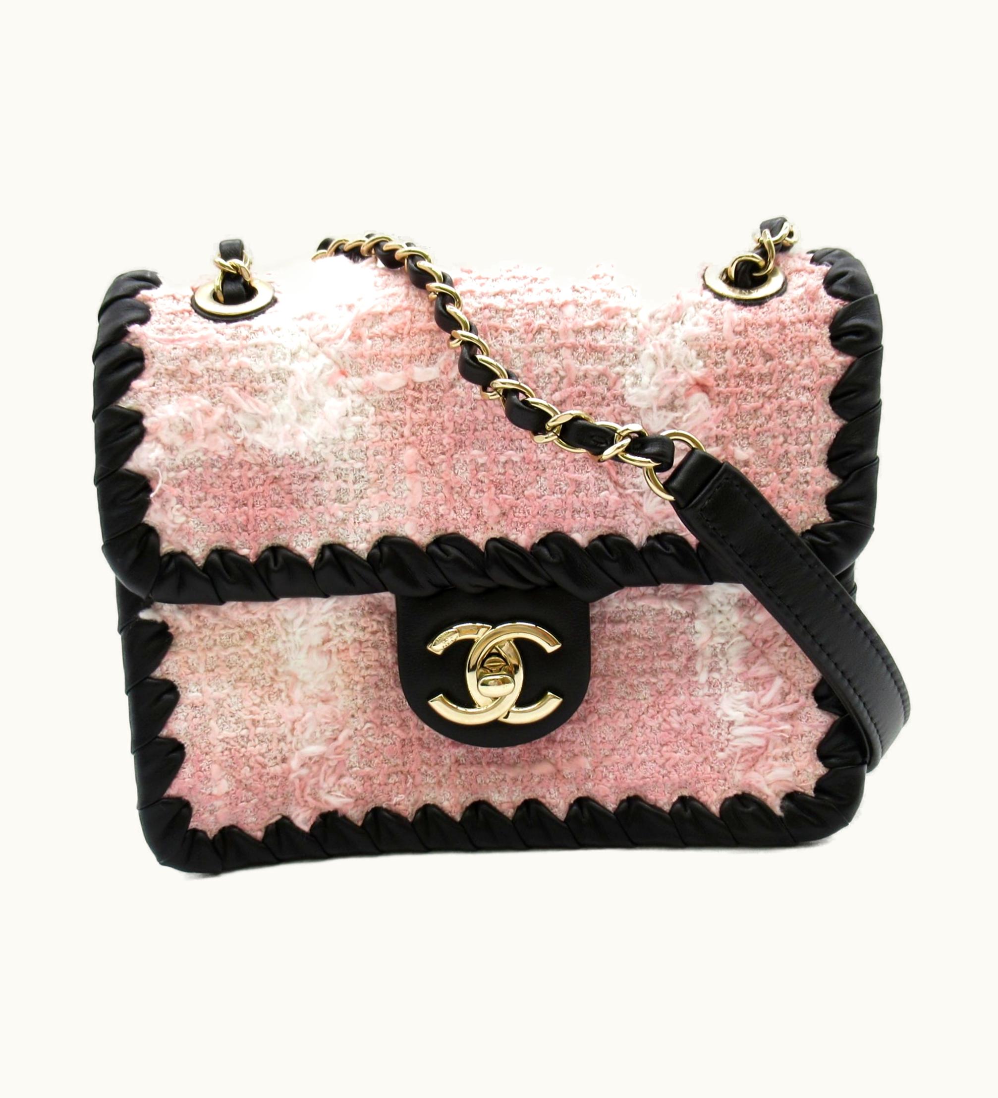 Chanel Chanel Mini Flap Chainshoulder Bag Pink Leather Tweed As2495
