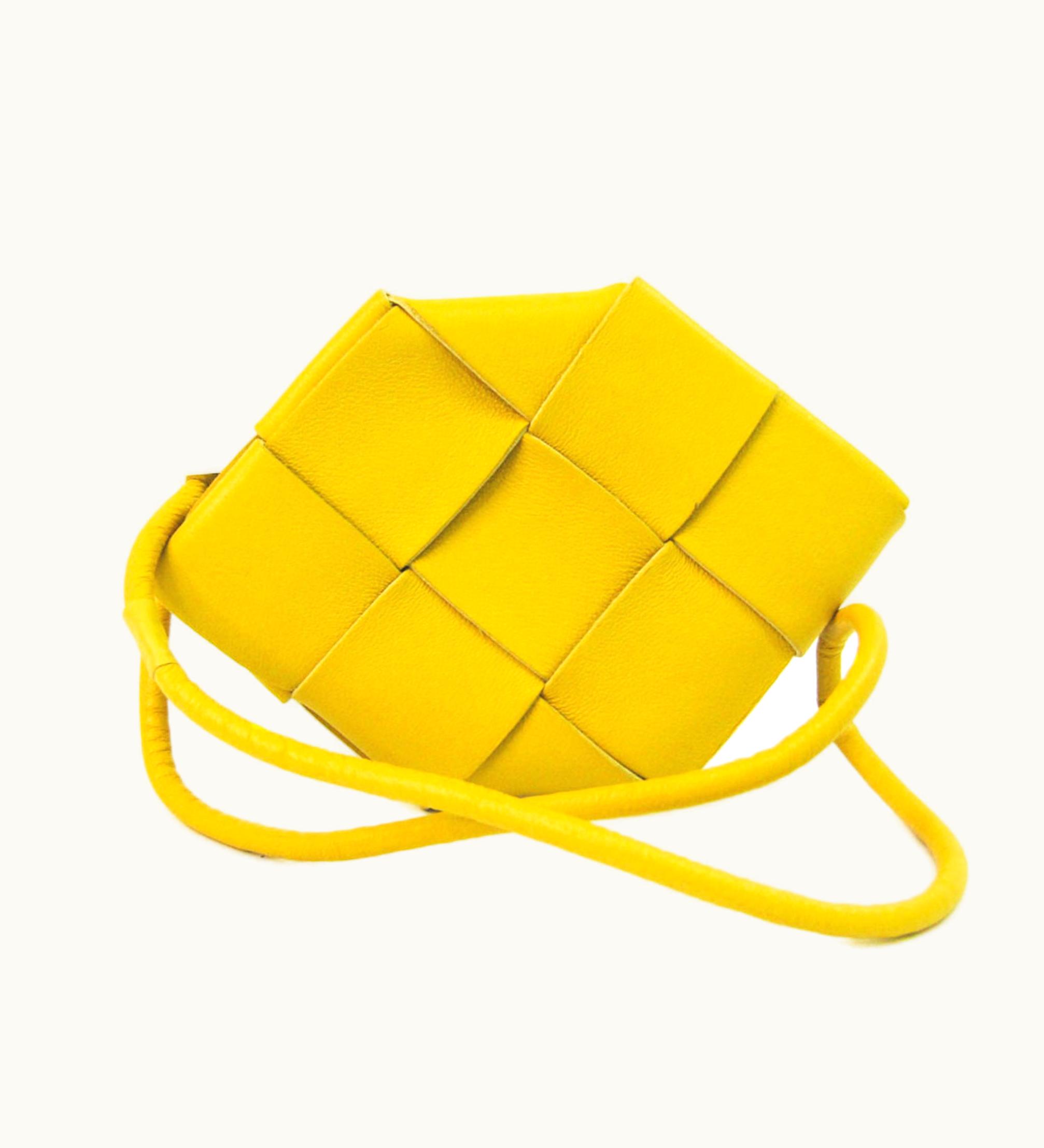 Bottega Veneta Bottega Veneta Maxi Intrecciato Women's Leather Coin Purse/Coin Case Yellow