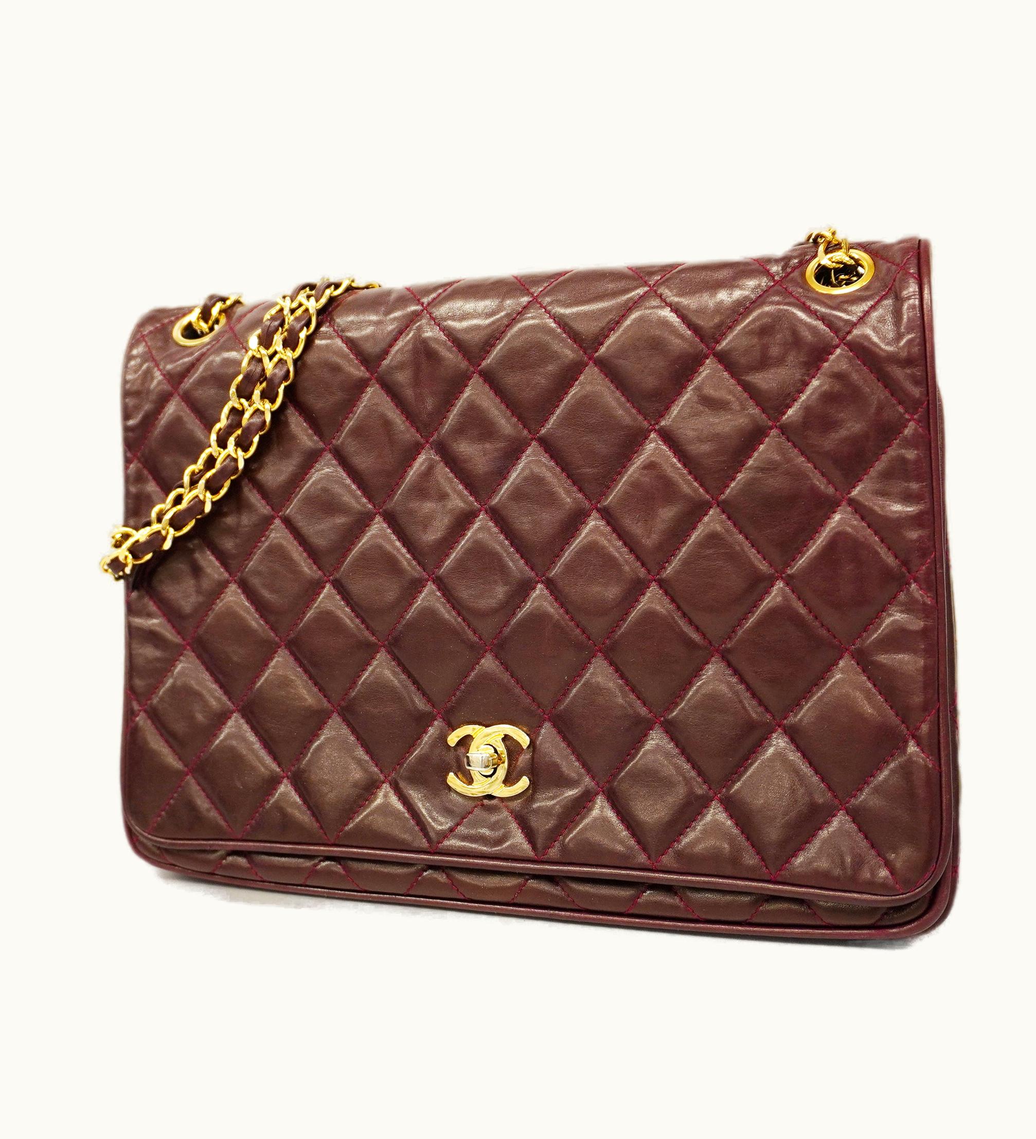 Chanel Chanel Shoulder Bag W Chain Women's Leather Shoulder Bag Bordeaux