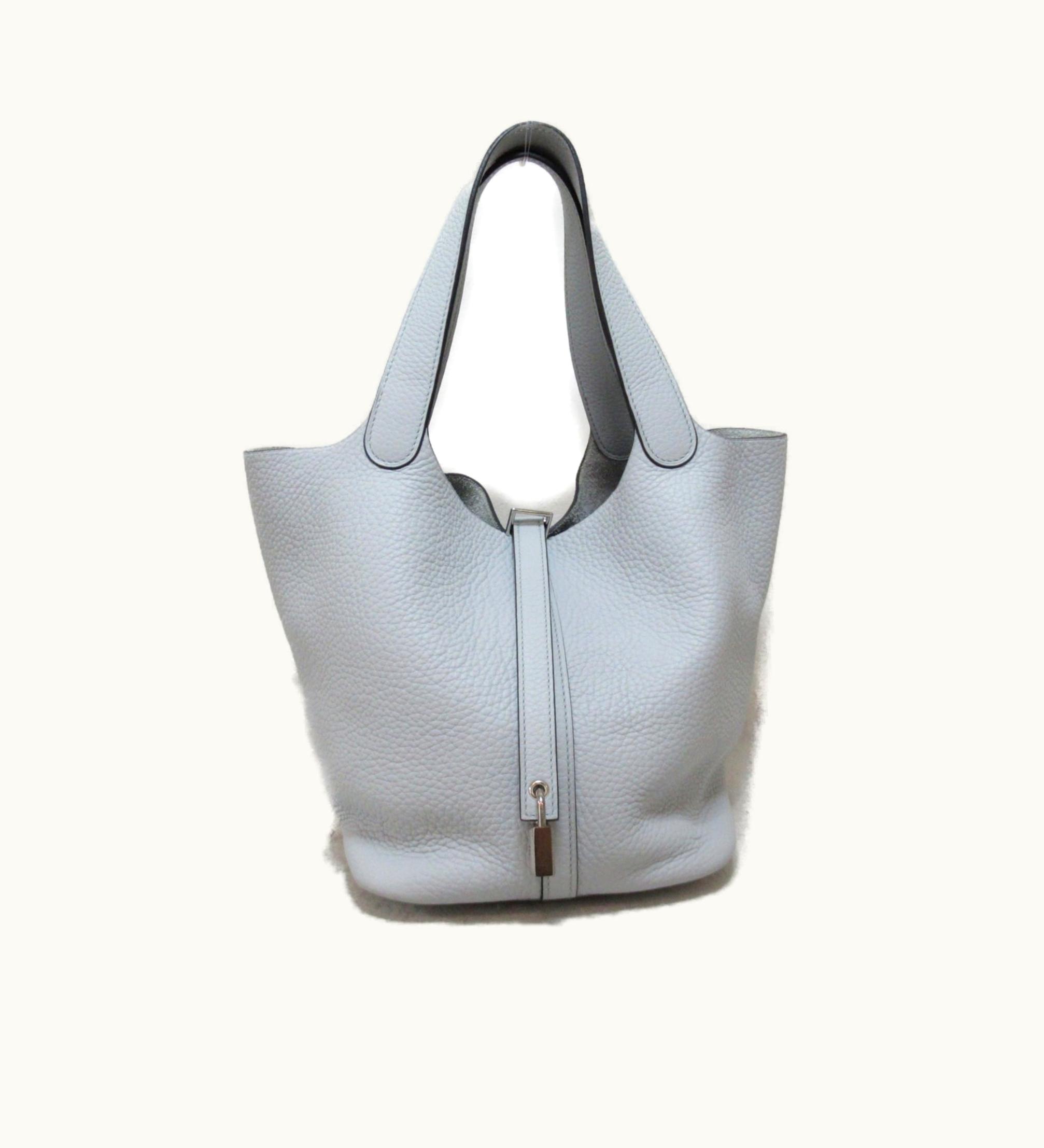 Hermès Hermès Picotin Lock MM Tote Bag Gray Light Gray Taurillon Clemence Leather