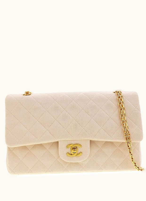 Chanel Chanel Around 1995 Made Wool Classic Flap Chain Bag 25Cm Ivory