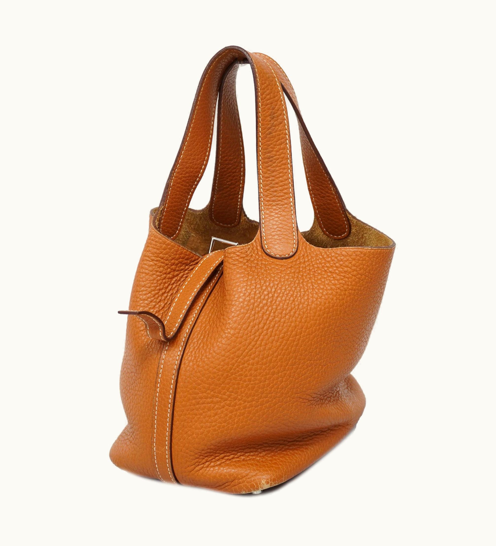Hermès Hermès Picotine PM J Stamp Women's Taurillon Clemence Leather Handbag Gold