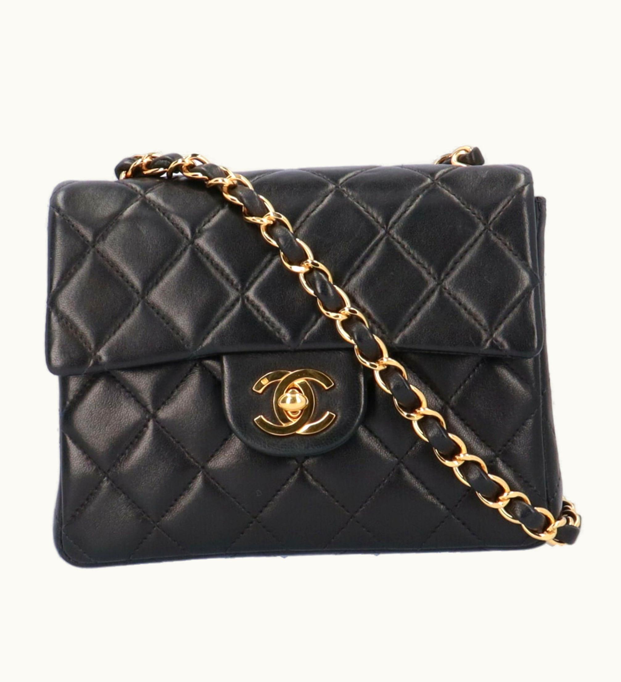 Chanel Chanel Chain Matelasse Shoulder Bag Lambskin Black Women's