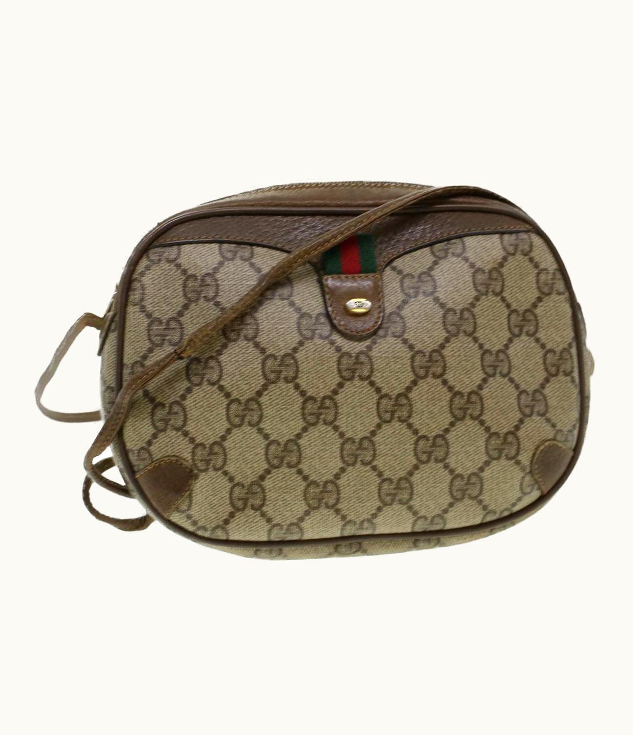 Gucci Gucci GG Canvas Web Sherry Line Shoulder Bag Beige Red 89.02.066