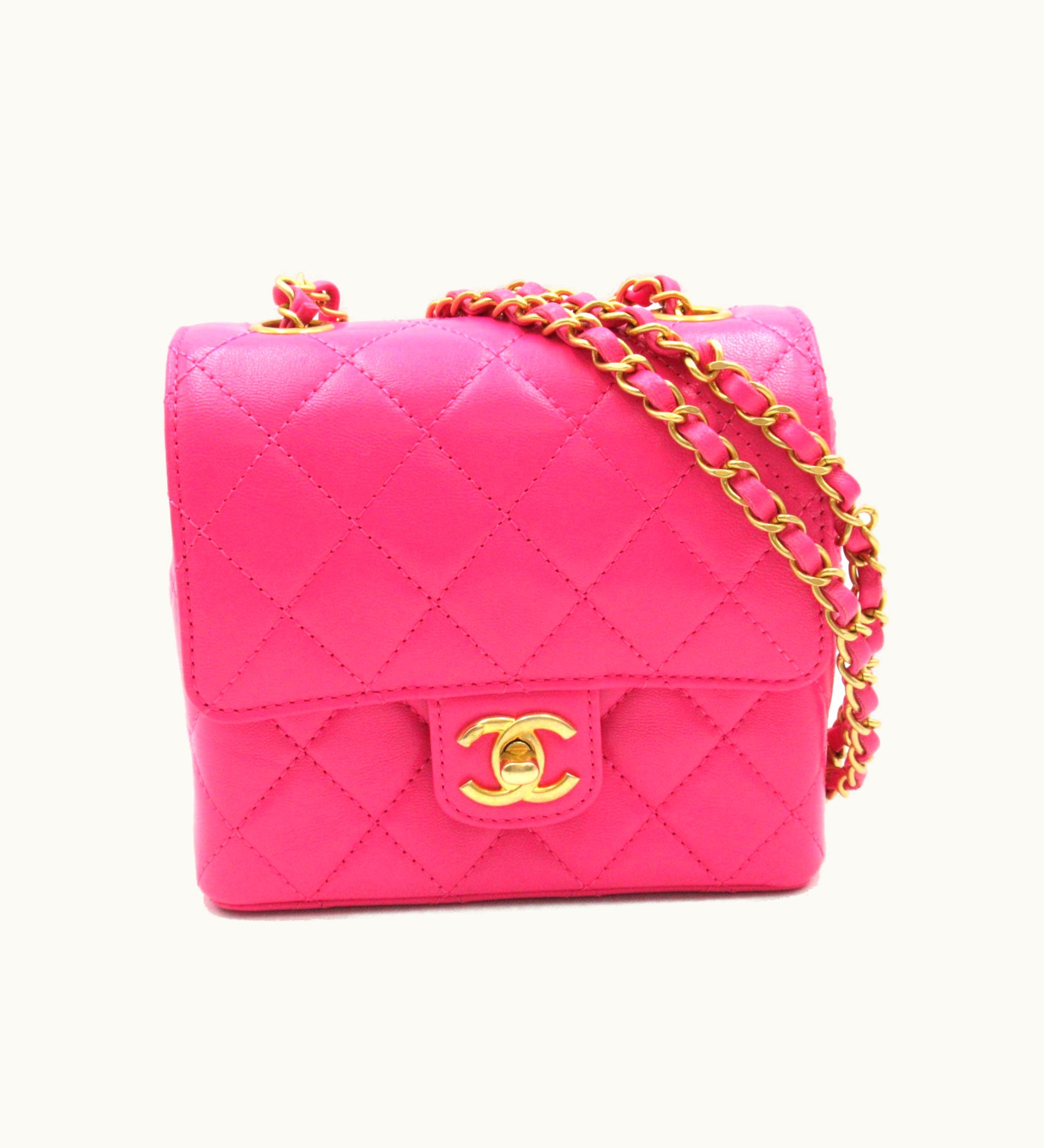 Chanel Chanel Mini Materasse Chain Shoulder Pink Leather A35200