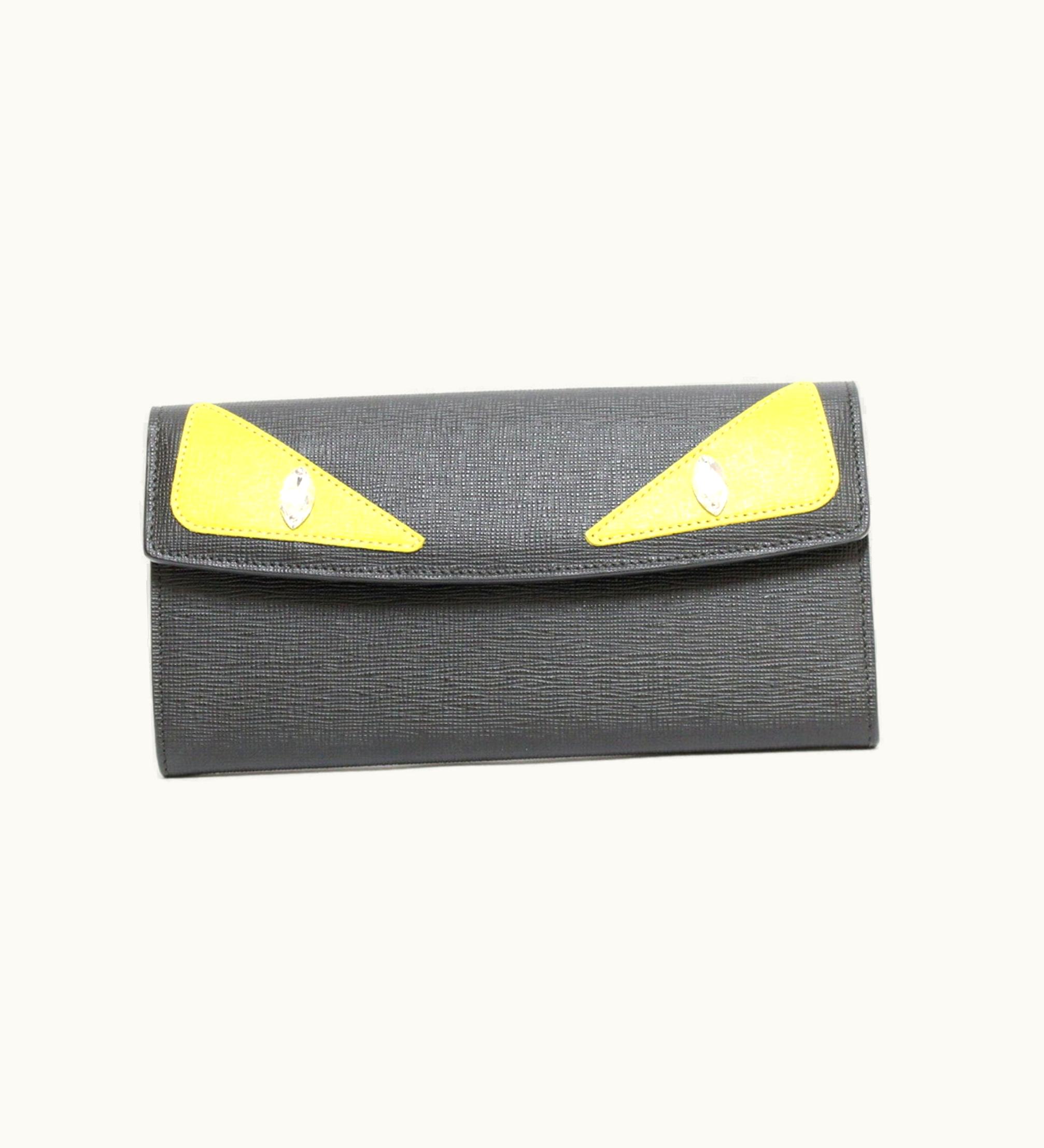 Fendi Fendi Long Wallet Monster Black Ladies Men's Leather