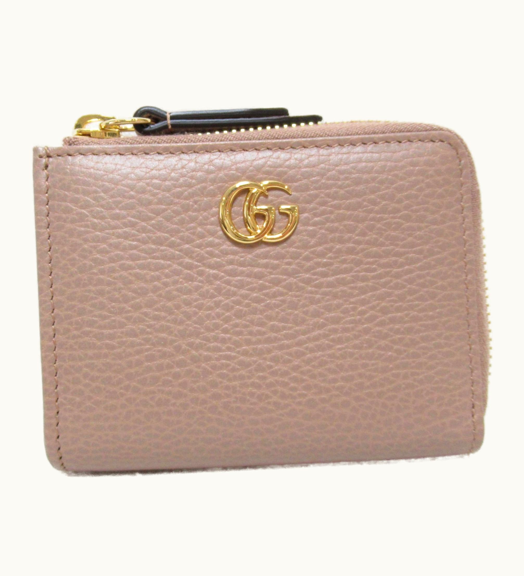 Gucci Gucci GG Marmont Coin Purse Beige Pink Beige Calfskin [Cowhide] 644406