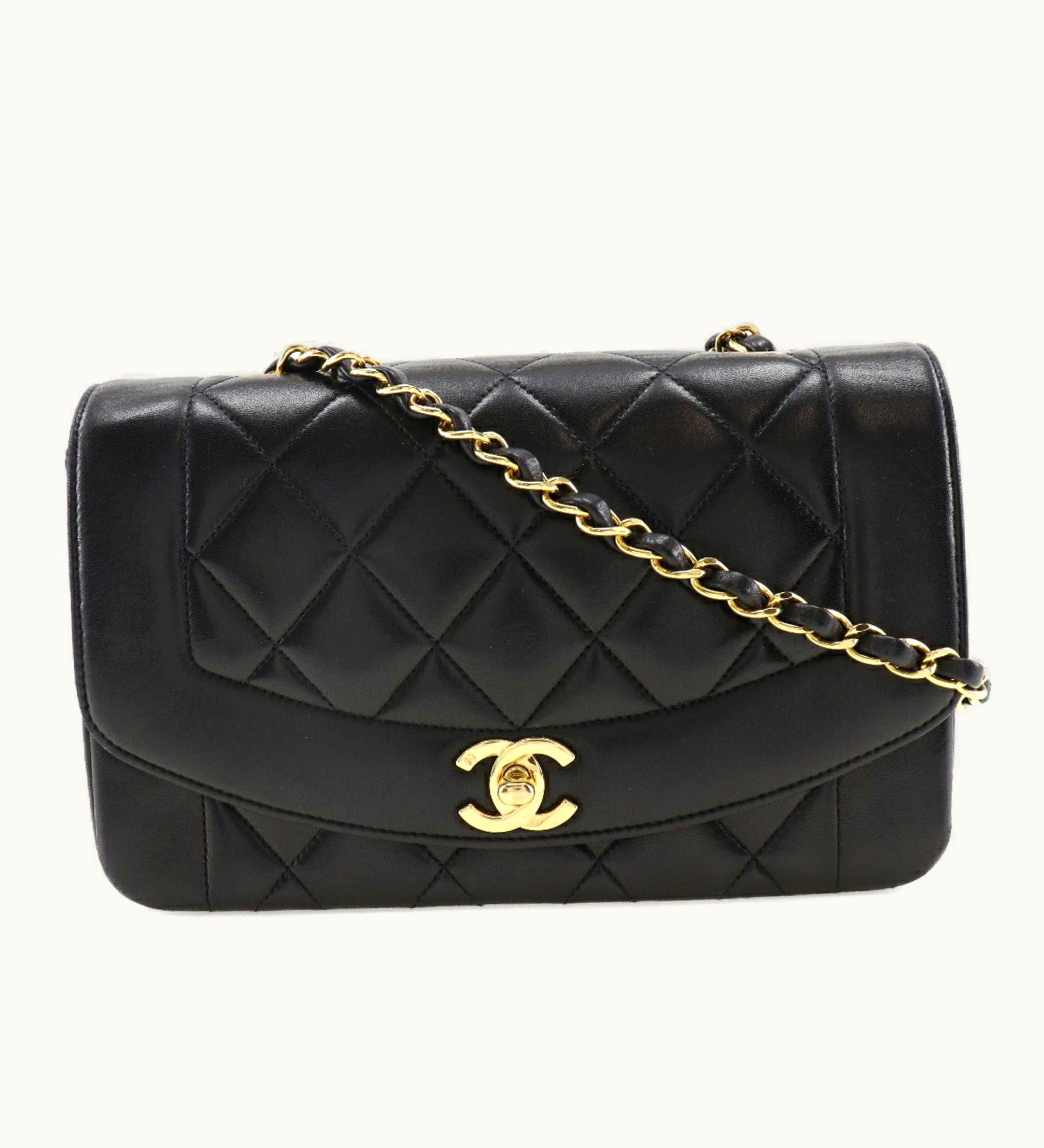 Chanel Chanel Chain Shoulder Bag Coco Mark Diana Matelasse Lambskin Black Ladies