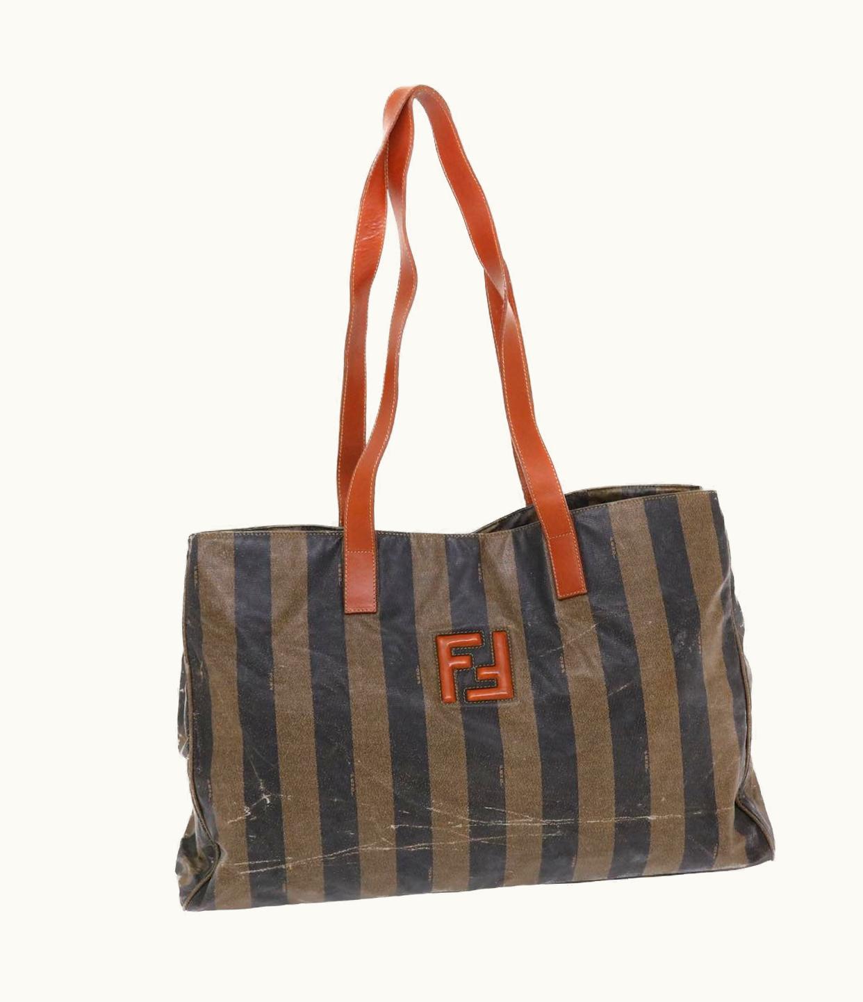 Fendi Fendi Pecan Canvas Tote Bag Coated Canvas Brown Black