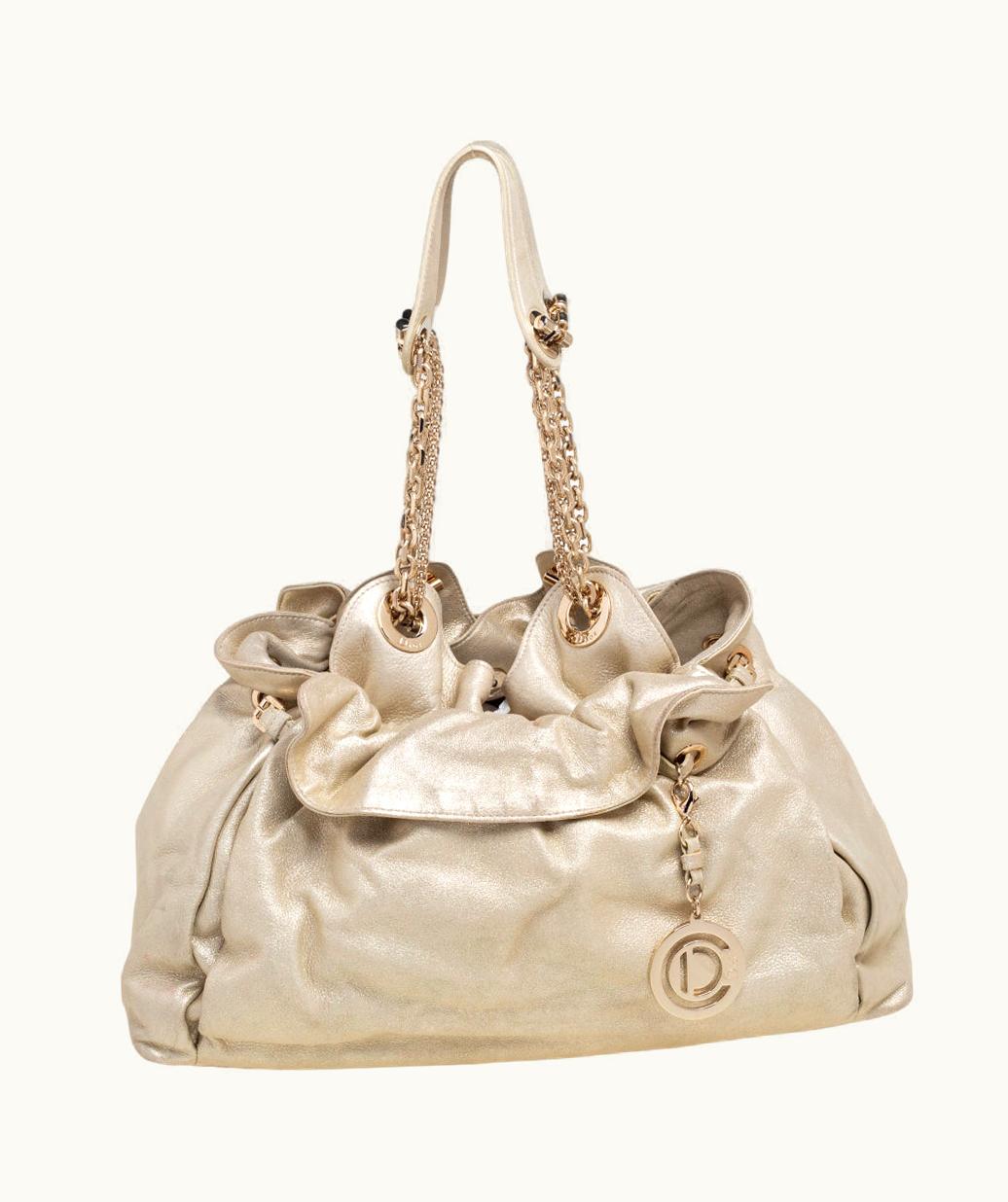 Dior DIOR Gold Leather Le Trente Hobo Luxury Bag Gold