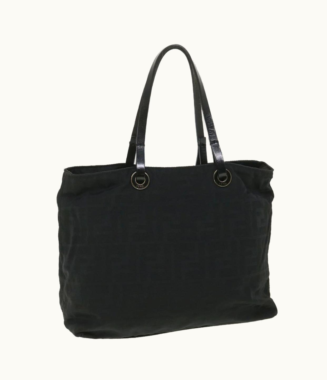 Fendi FENDI Zucca Canvas Shoulder Bag Nylon Black