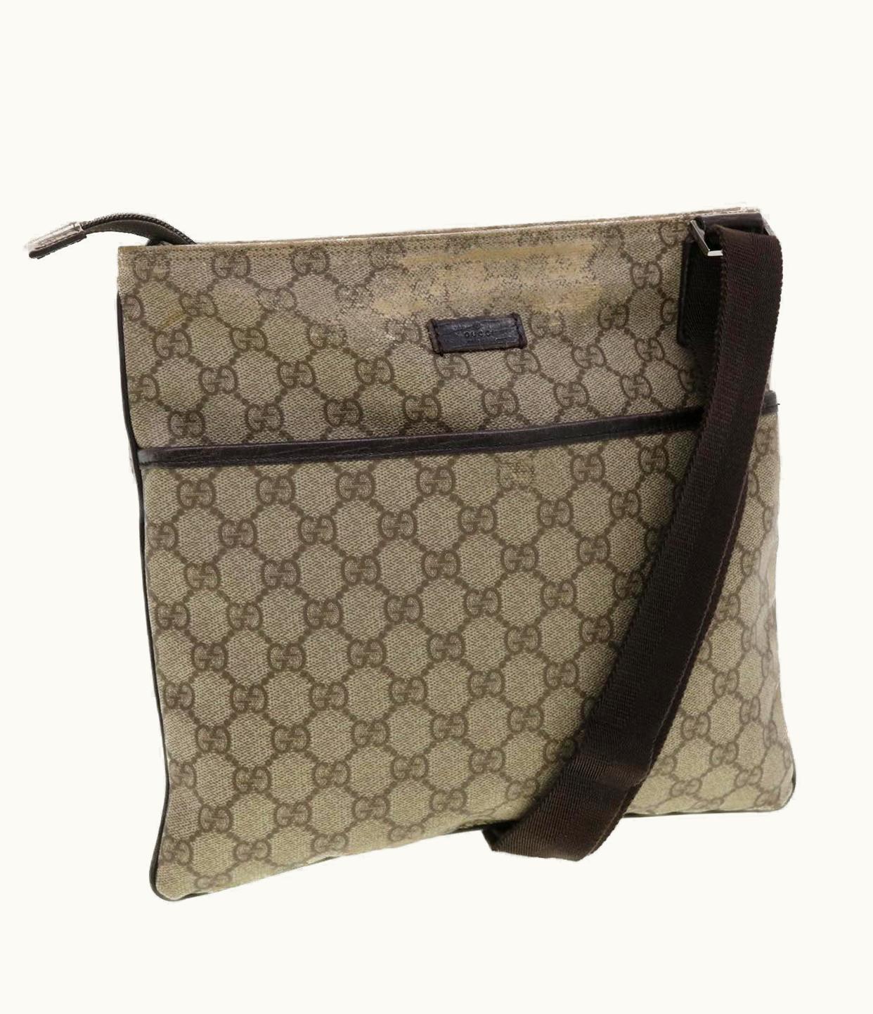 Gucci Gucci GG Canvas Shoulder Bag Pvc Leather Beige 141626