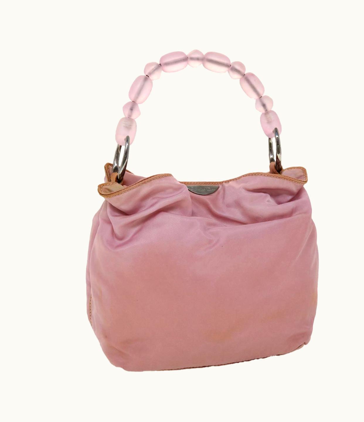Dior Dior Christian Dior Maris Pearl Hand Bag Nylon Pink