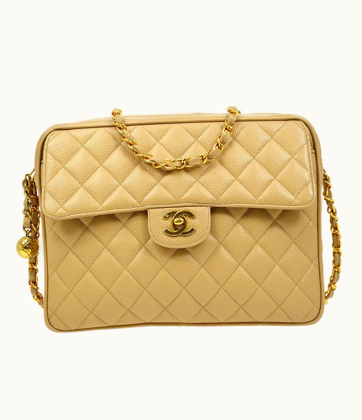 Chanel Chanel 1994-1996 Beige Caviar Pocket Camera Bag Large 92578
