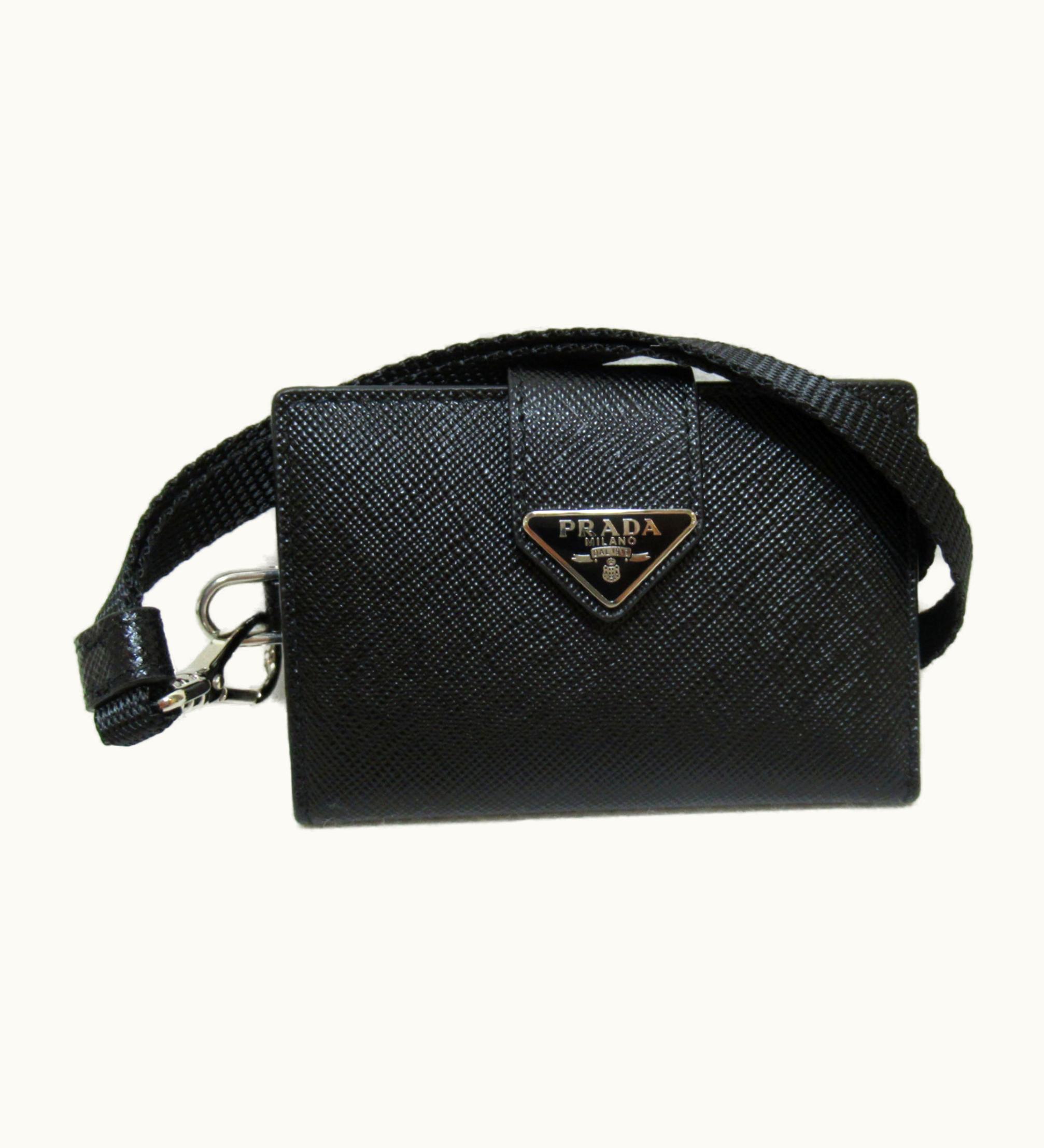 Prada Prada With Strap Card Case Black Safiano Leather 2Mc0882Dygf0002