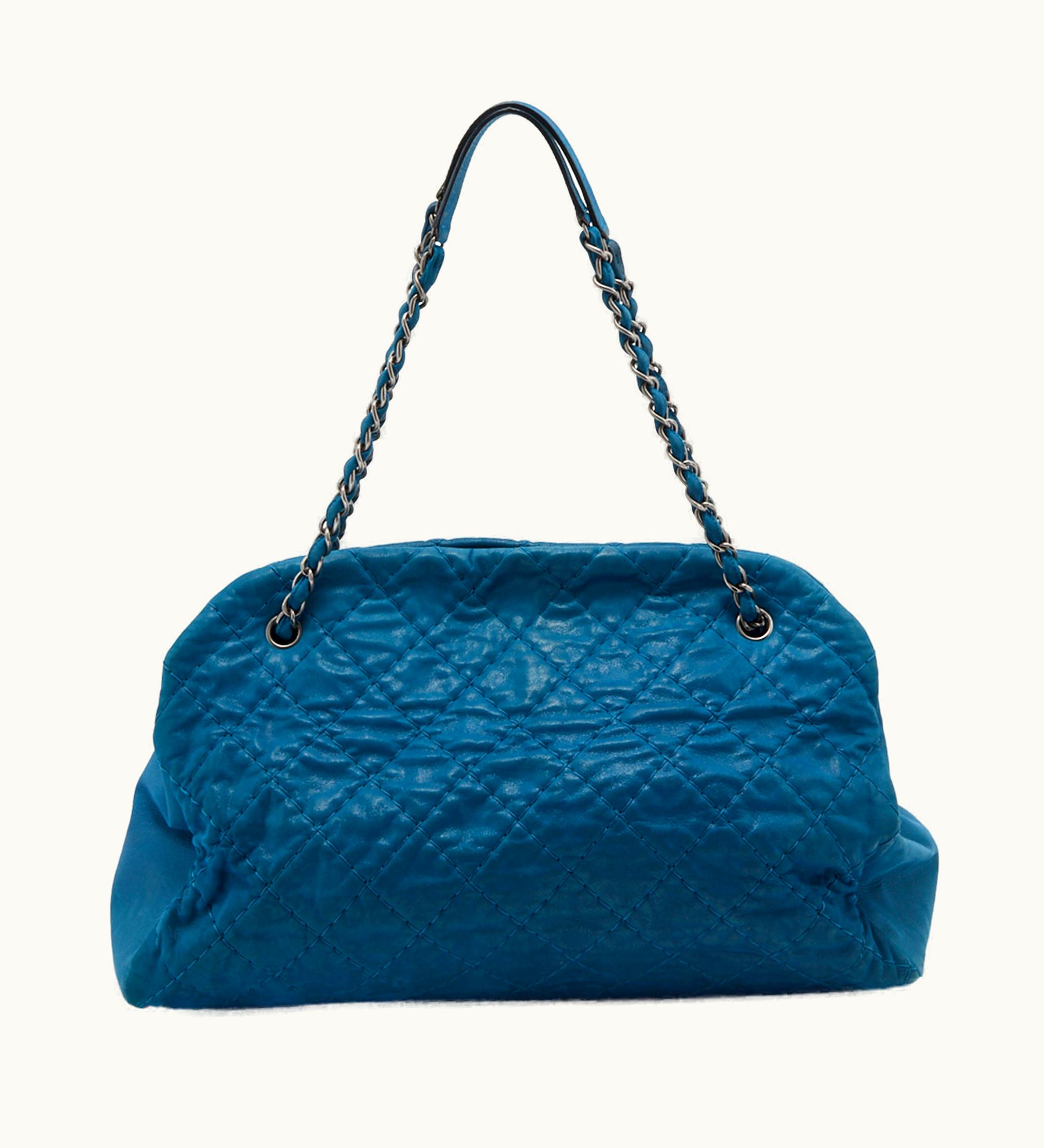 Chanel Chanel Teal Blue Quilted Leather Just Mademoiselle Bowler Bag