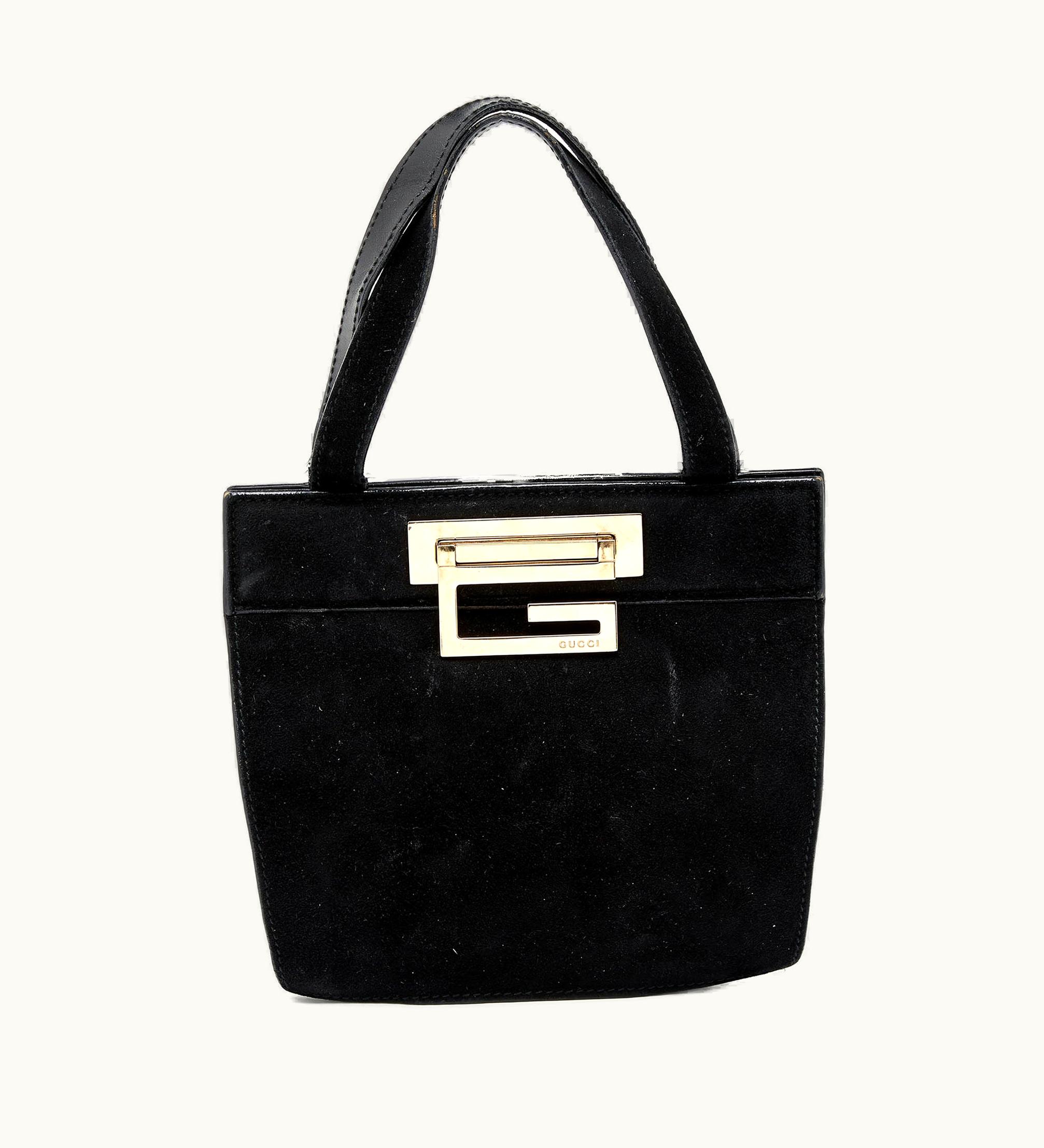 Gucci Gucci Black Suede Vintage Frame Tote