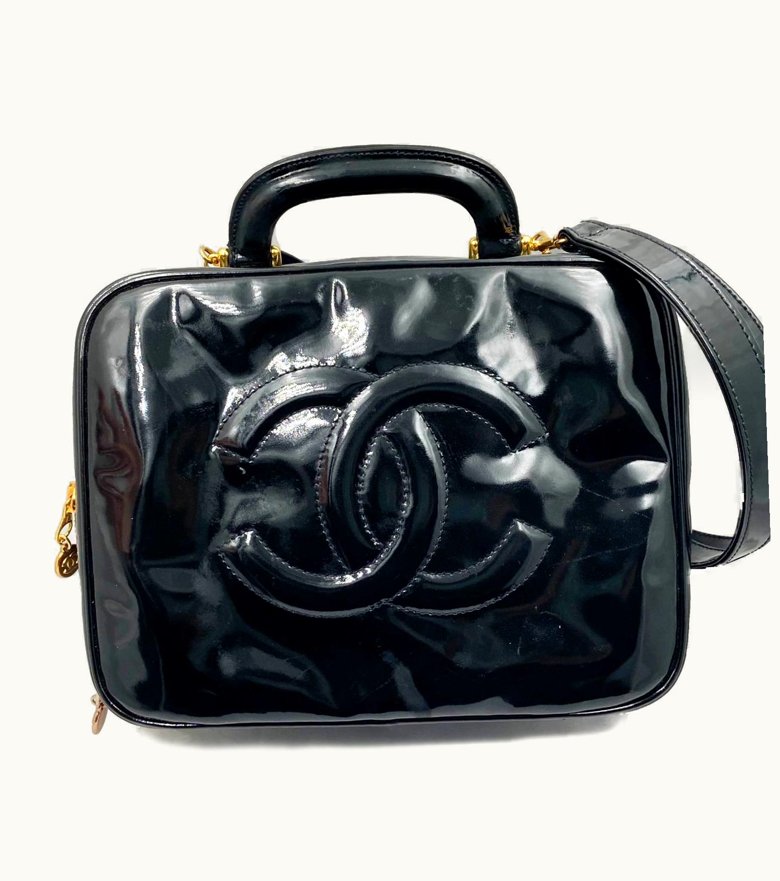 Chanel Chanel Vintage Black Patent Leather Vanity Case Shoulder Bag