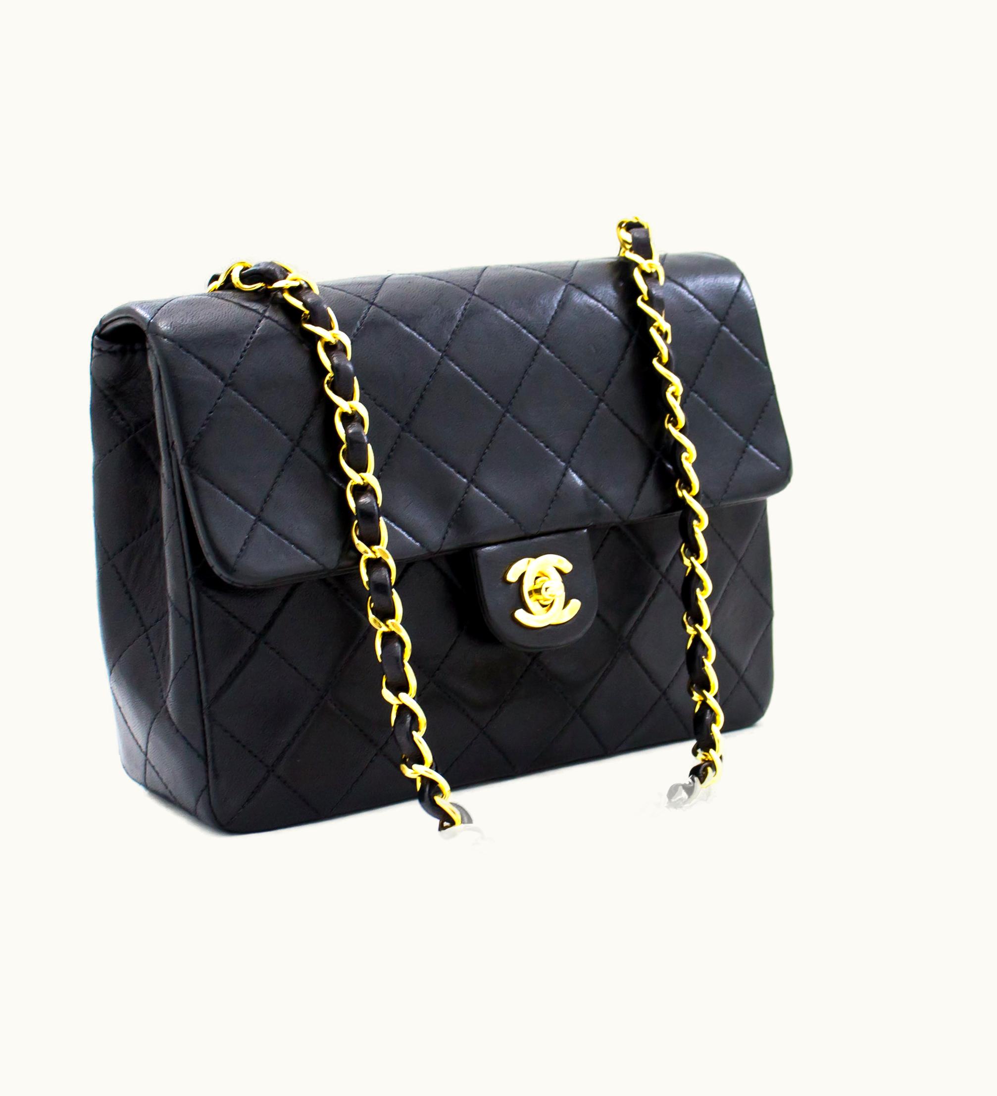 Chanel CHANEL Vintage Mini Square Small Chain Shoulder Bag Crossbody Black Quilted
