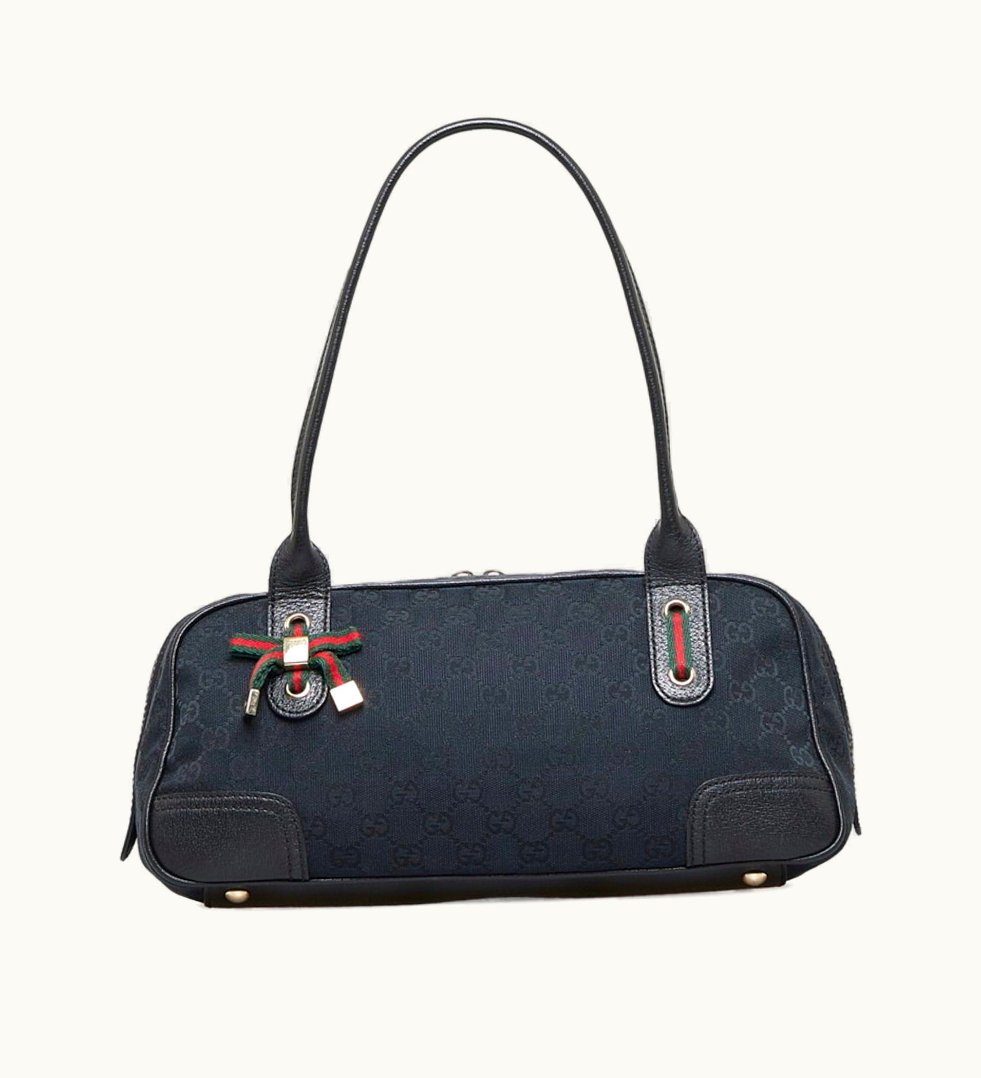 Gucci Gucci GG Canvas Sherry One Shoulder Bag Handbag 161720 Black Leather Ladies