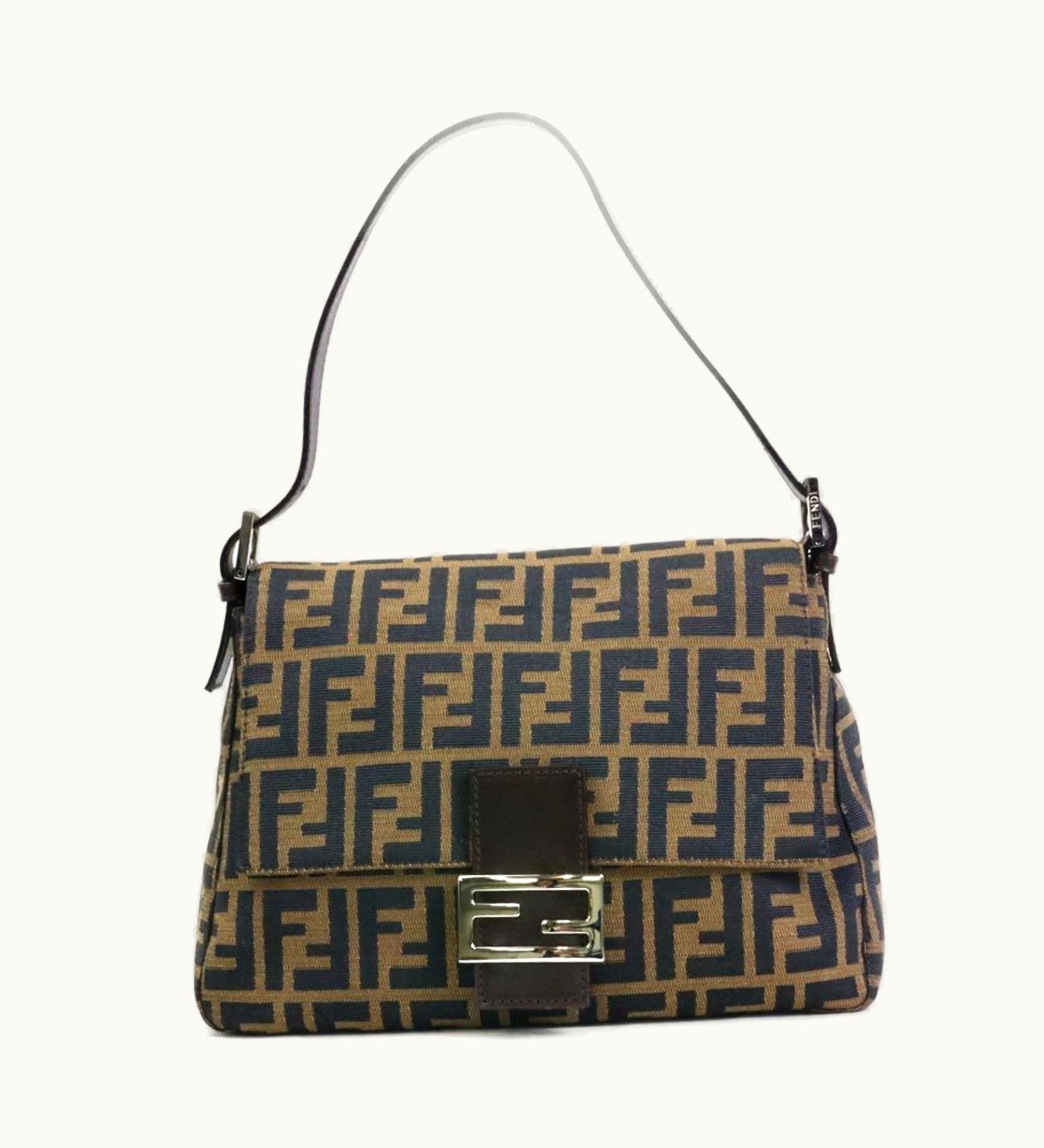 Fendi Fendi Shoulder Bag Zucca Canvas/Leather Brown Silver Women's 99521G
