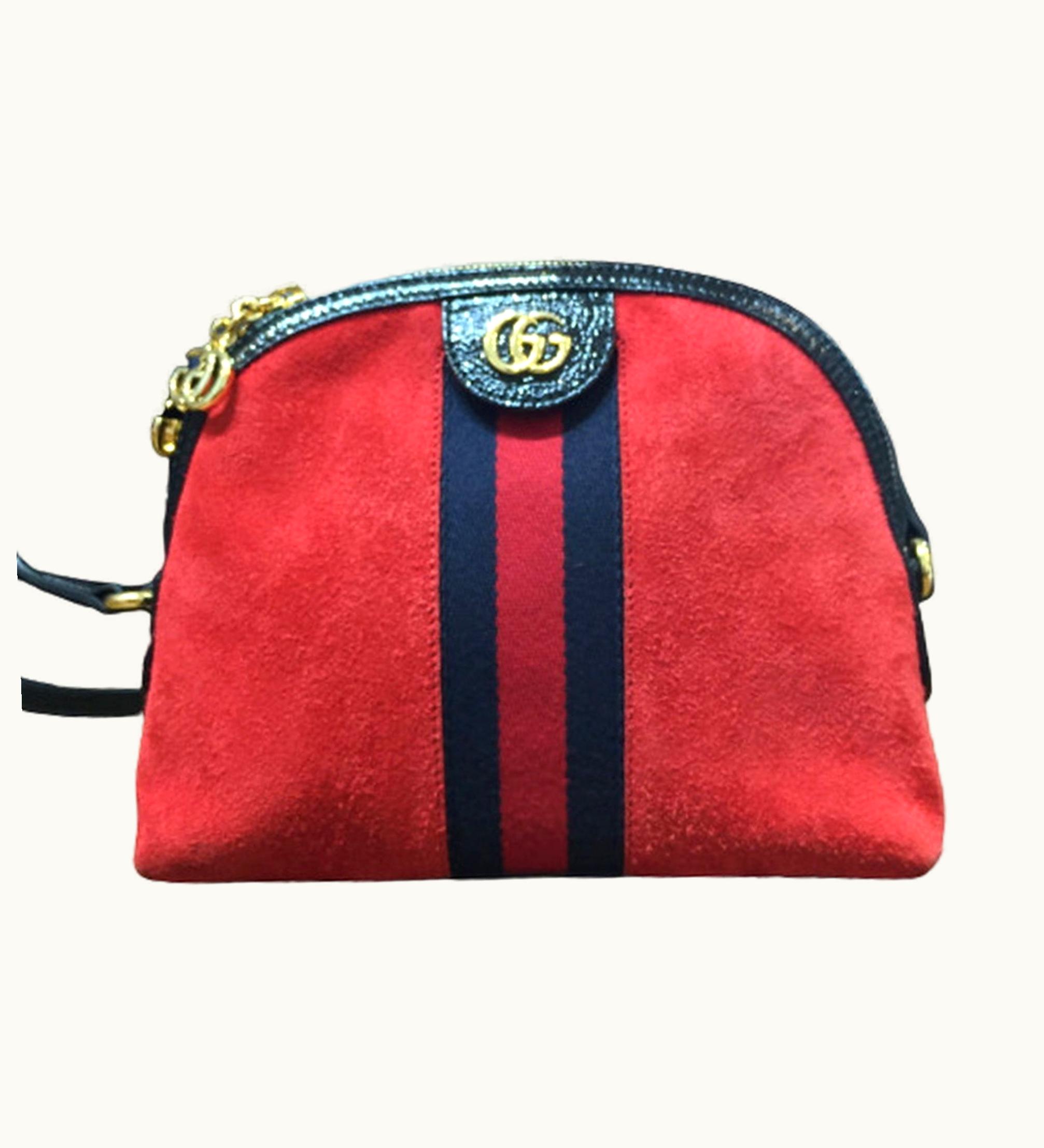 Gucci Gucci Offdia Sherry Suede Shoulder Bag 499621 Diagonal Bag Women's Made In Italy Red