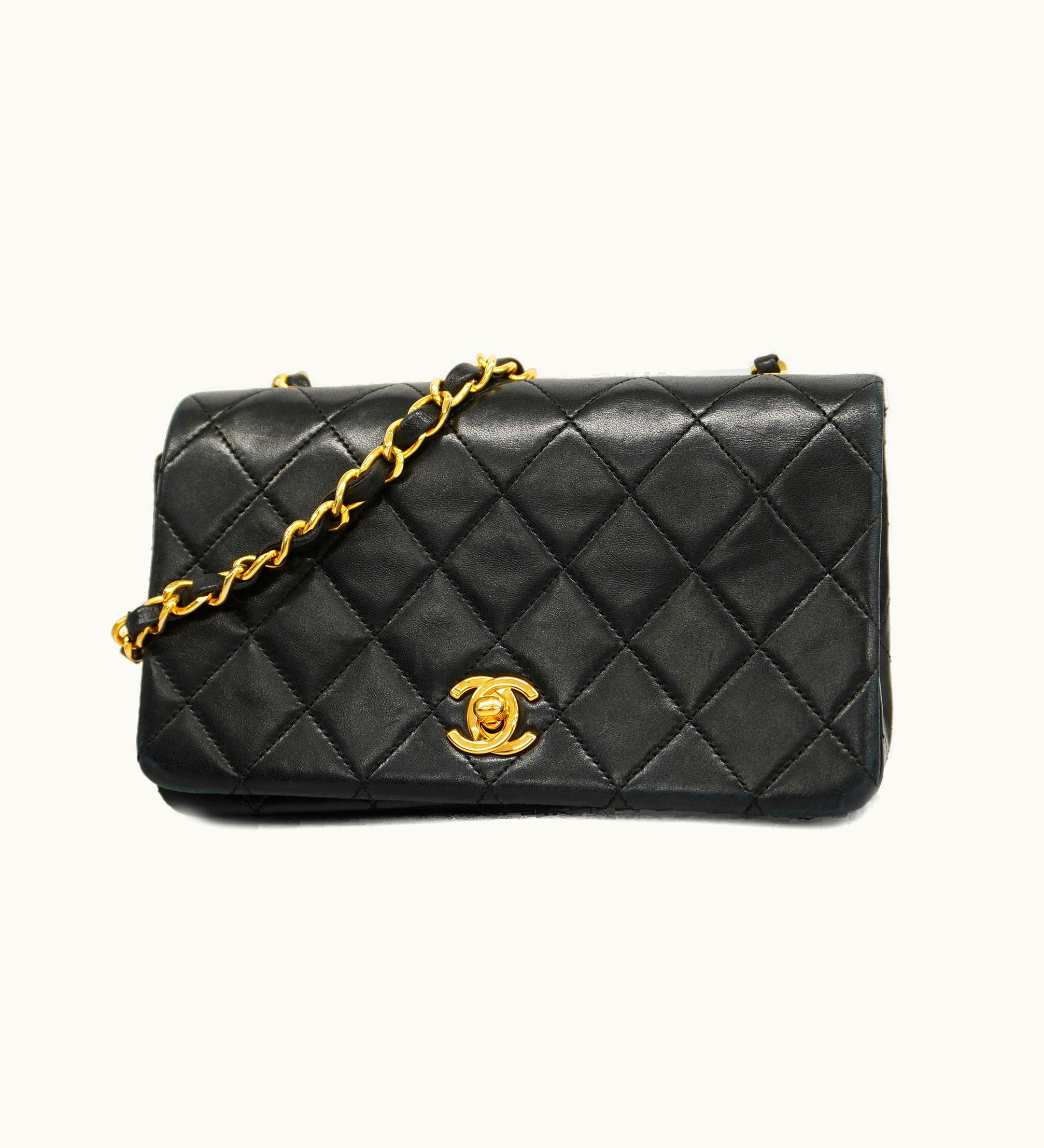 Chanel Chanel Matelasse Shoulder Bag Black Gold Lambskin