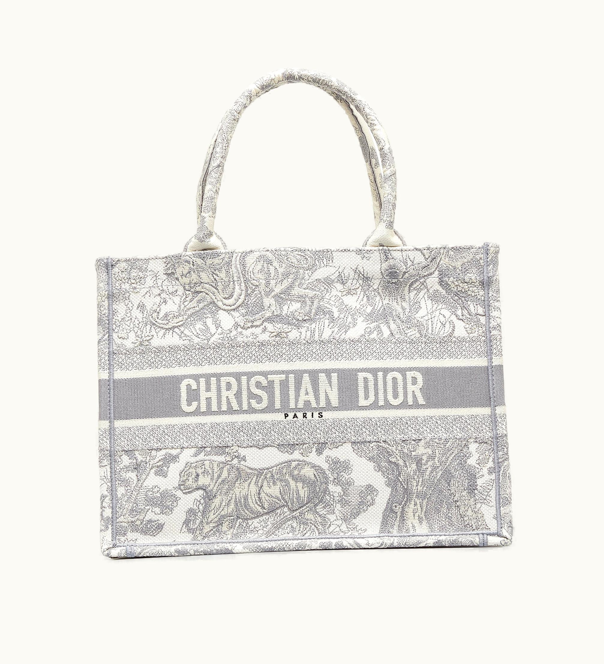 Dior Dior Toile De Jouy Embroidered Canvas Book Tote Bag