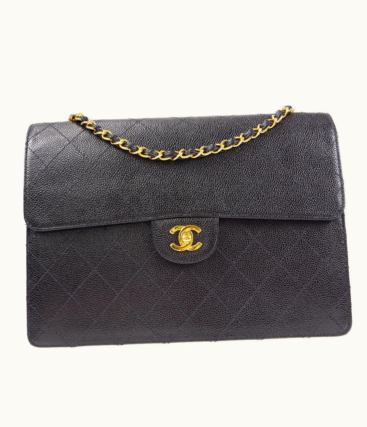 Chanel Chanel 1997-1999 Flap Jumbo Black Caviar 66442