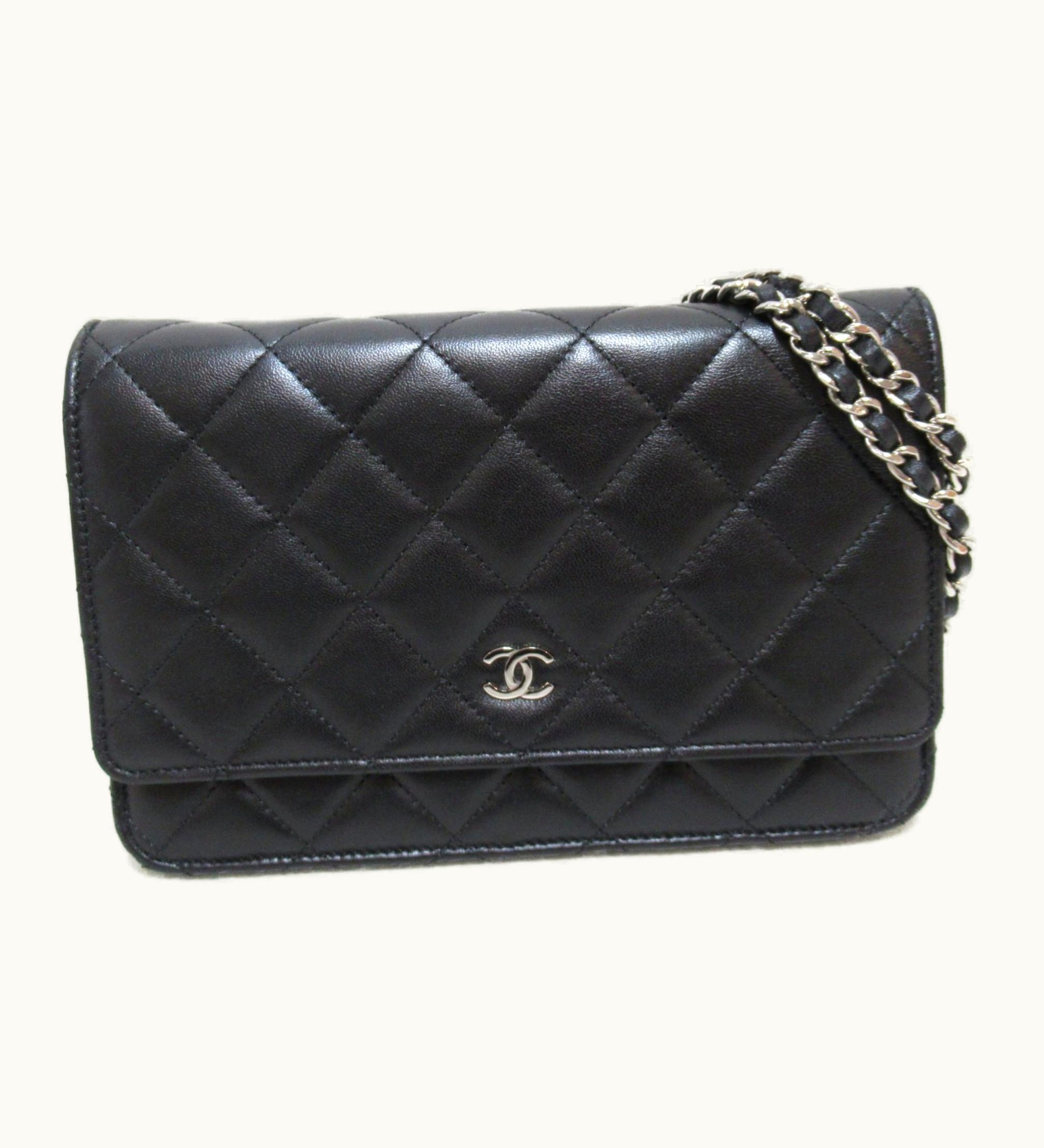 Chanel Chanel Matelasse Chain Wallet Black Lambskin [Sheep Leather]