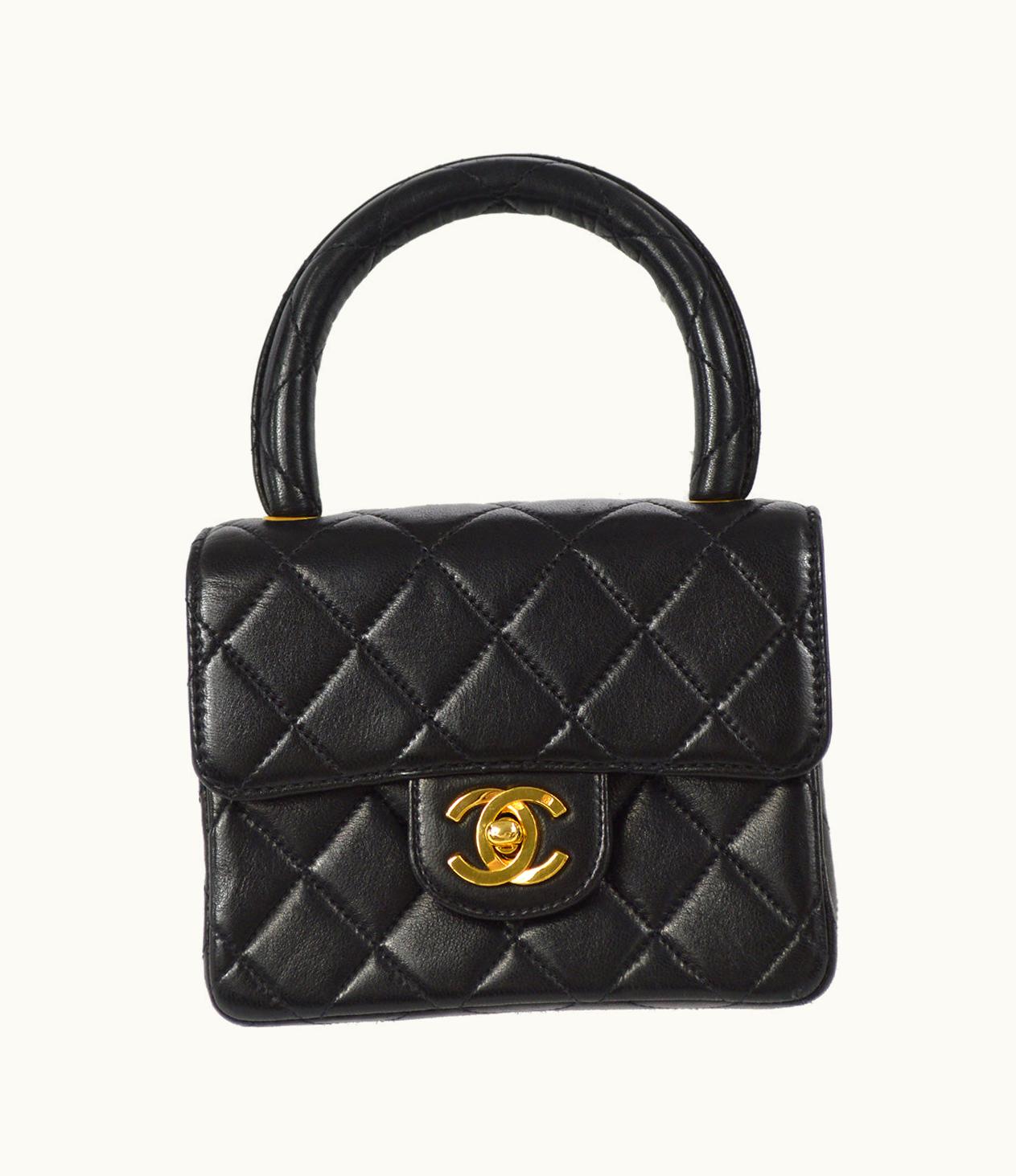 Chanel Chanel 1994 Classic Flap Handbag Micro Black Lambskin 88126