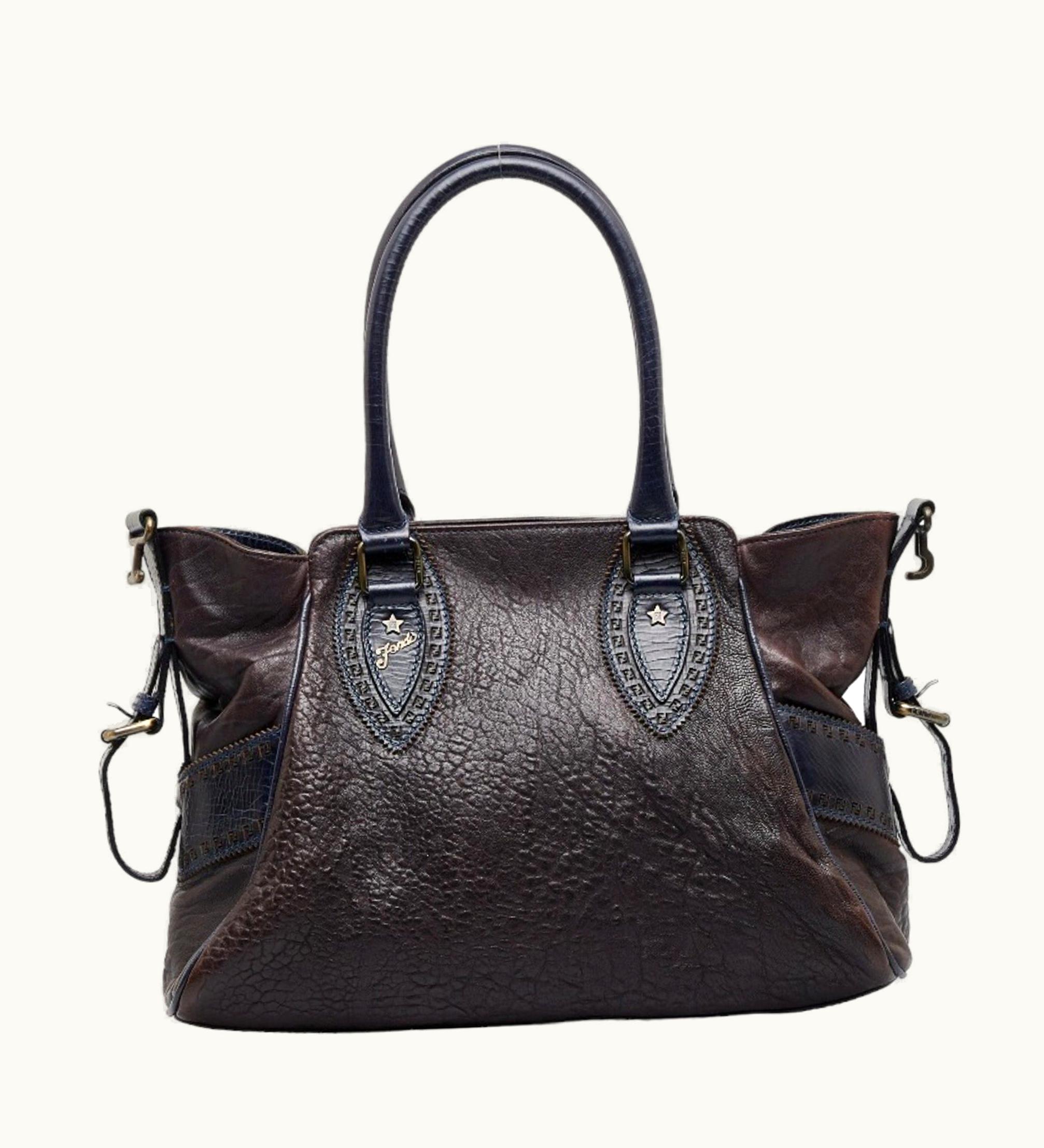 Fendi Fendi Et Nico Handbag Tote Bag Brown Leather Ladies