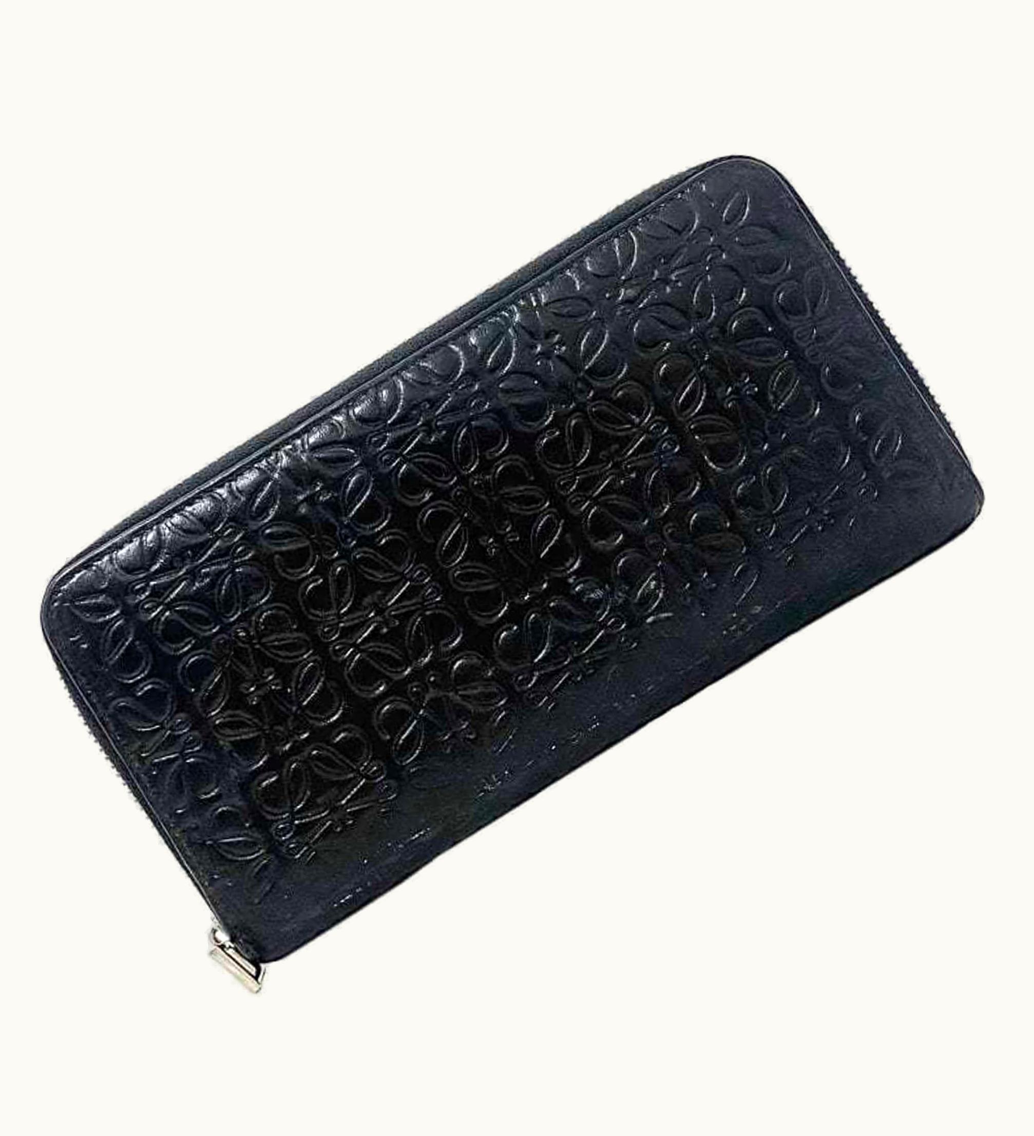 Loewe Loewe Long Wallet Black Silver C499T12X05 1100 Anagram Leather