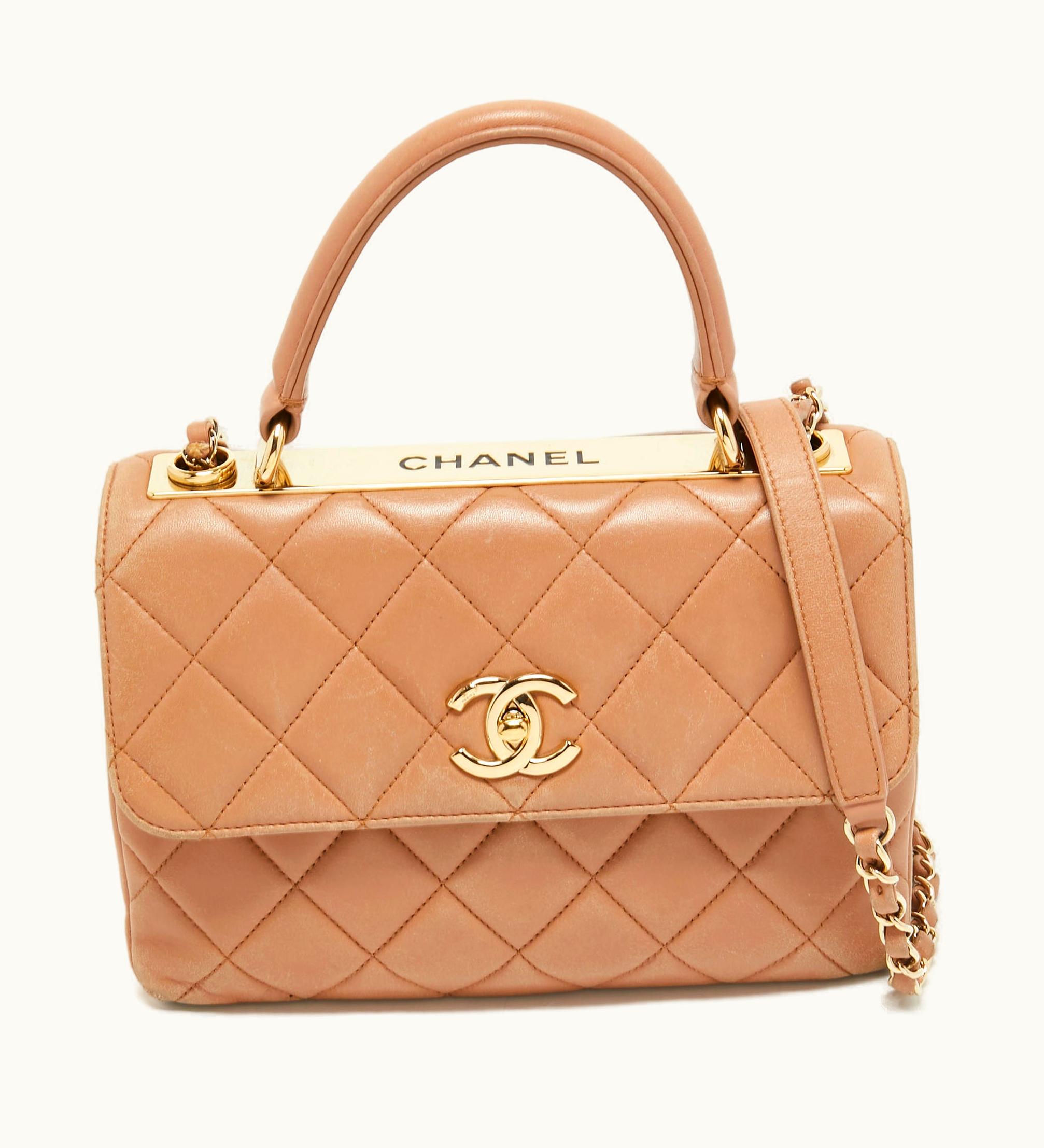 Chanel Chanel Beige Quilted Leather Small Trendy CC Flap Top Handle Bag