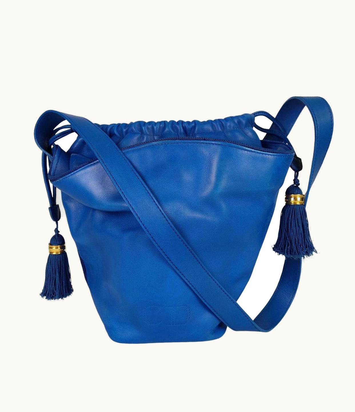 Dior Dior Christian Vintage Bucket Bag In Light Blue Leather