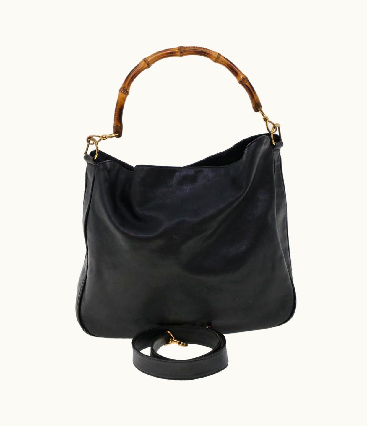 Gucci Gucci Bamboo Shoulder Bag Leather 2Way Black