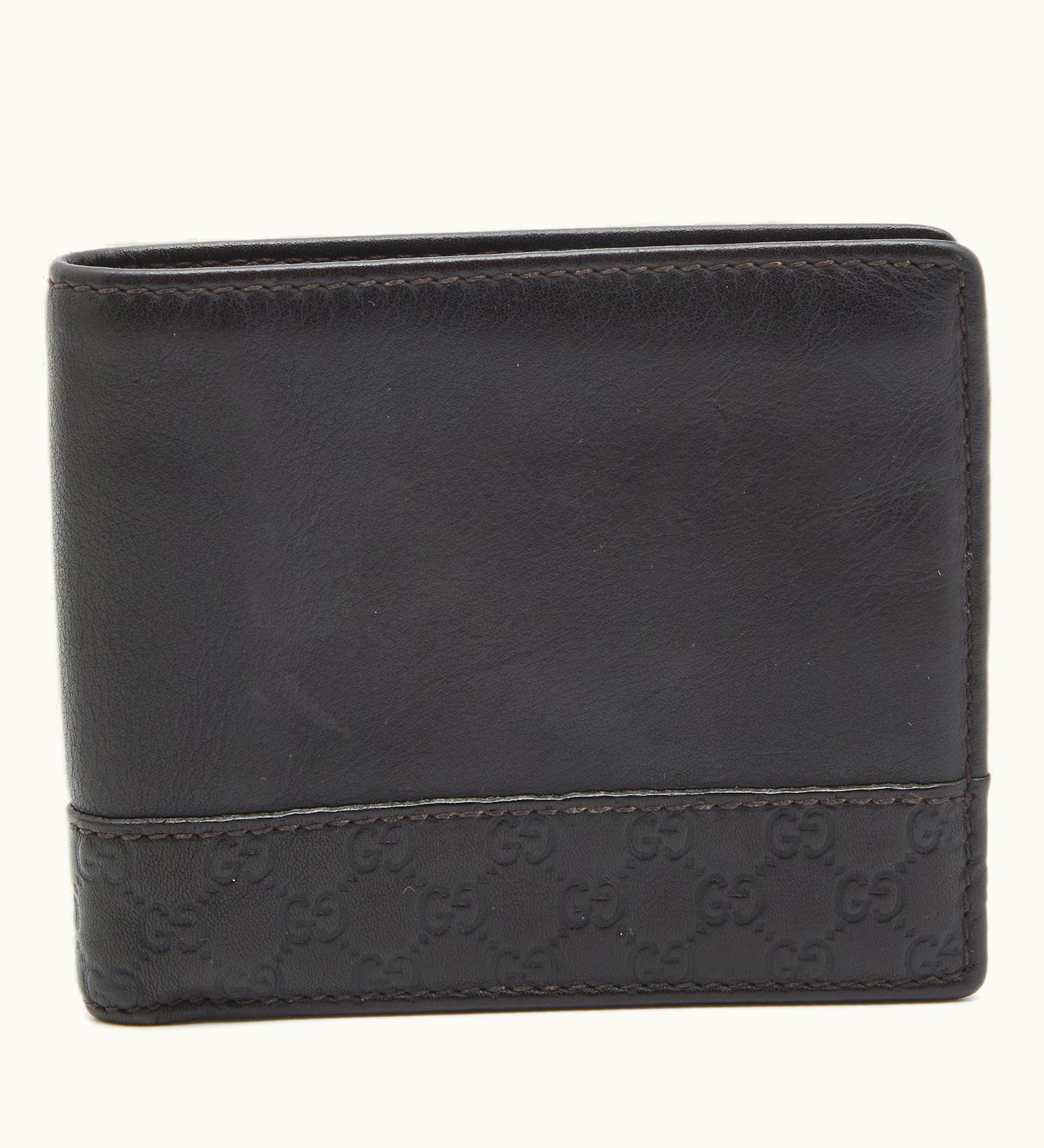 Gucci Gucci Dark Brown Ssima Leather Bifold Compact Wallet