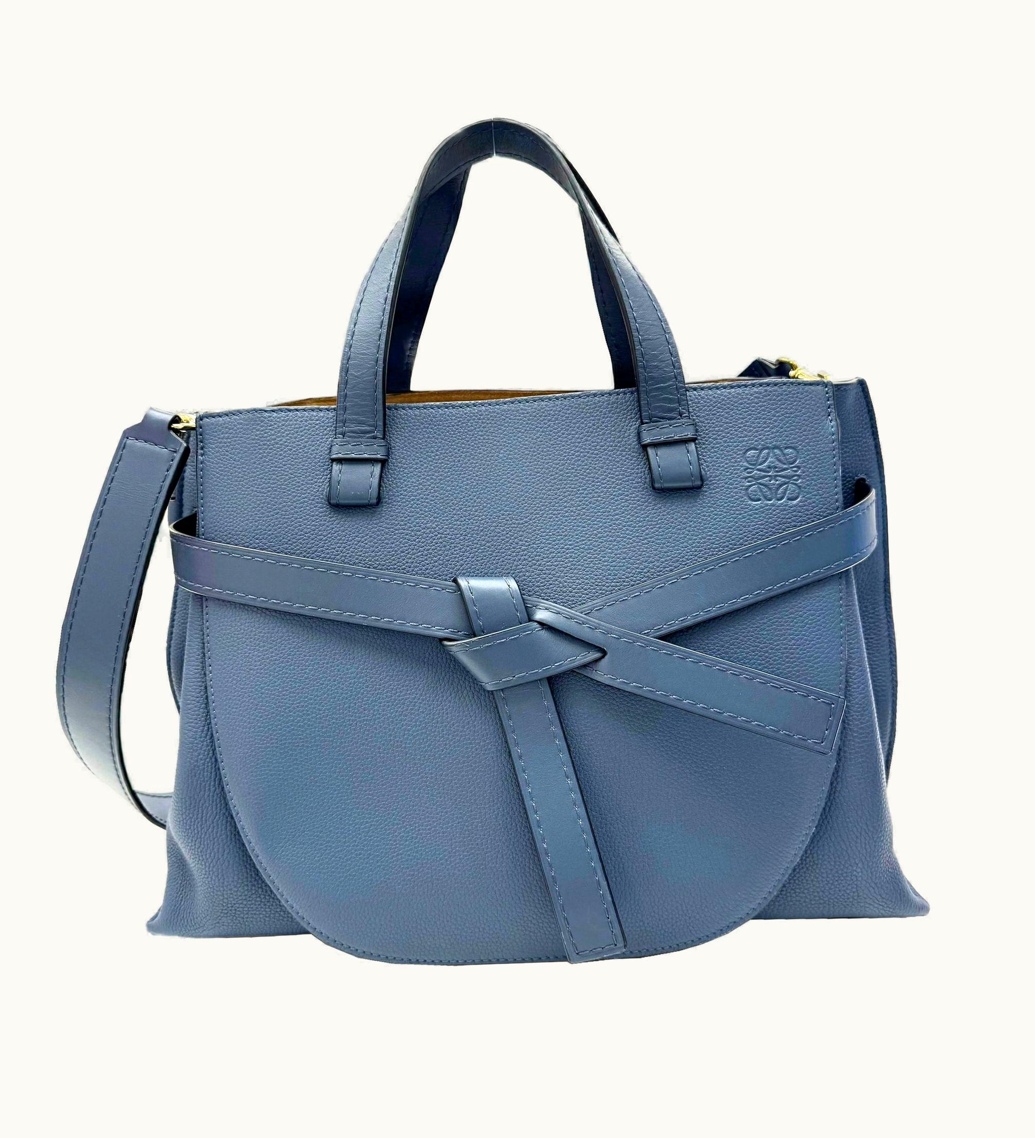 Loewe Loewe Gate Medium Shoulder Handbag Navy Dark Blue Calfskin Men Women