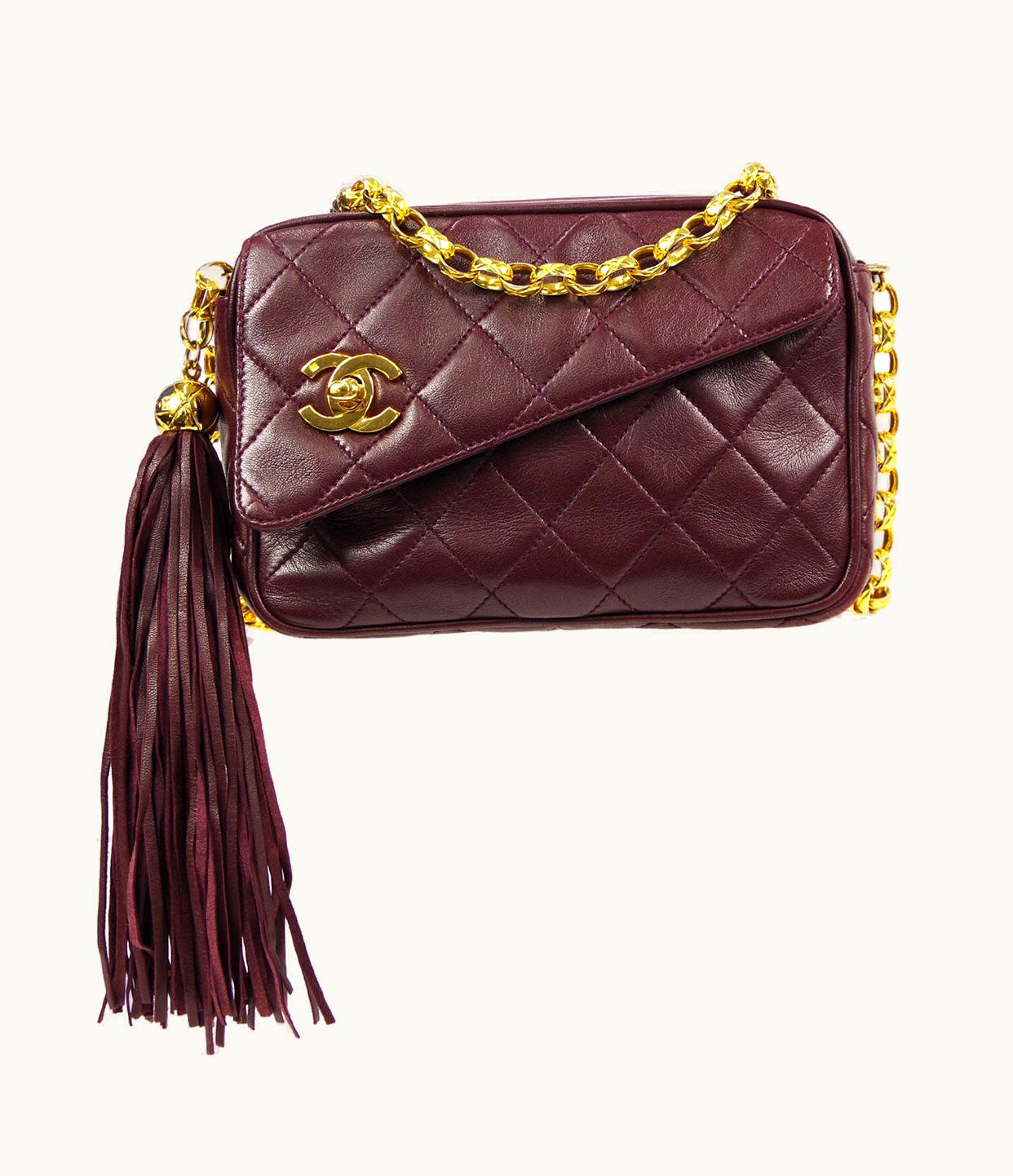 Chanel Chanel 1991-1994 Pocket Camera Bag Mini Bordeaux Lambskin 87986