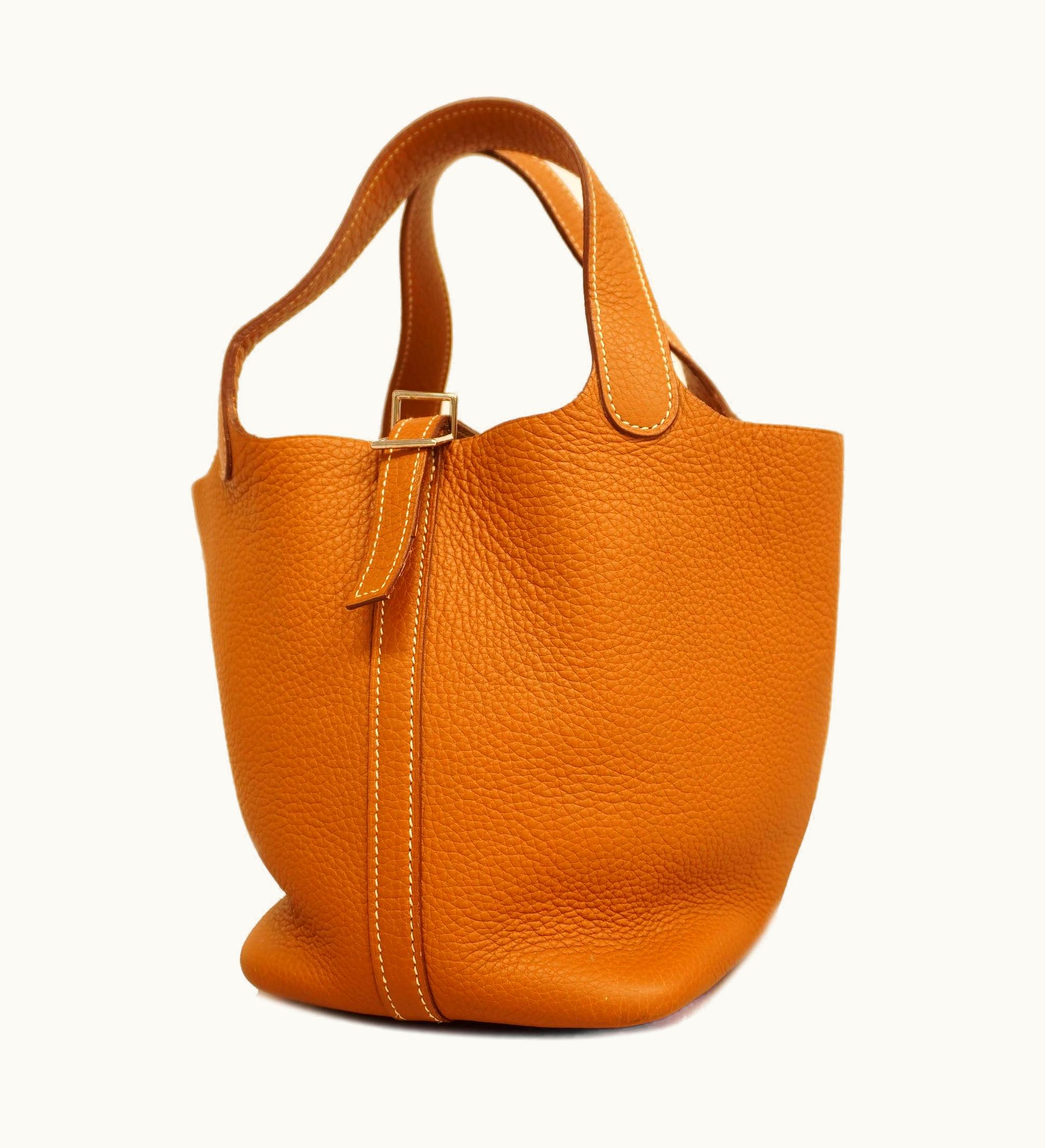 Hermès Hermès Handbag Picotin PM K Engraved Taurillon Clemence Gold Silver Metal