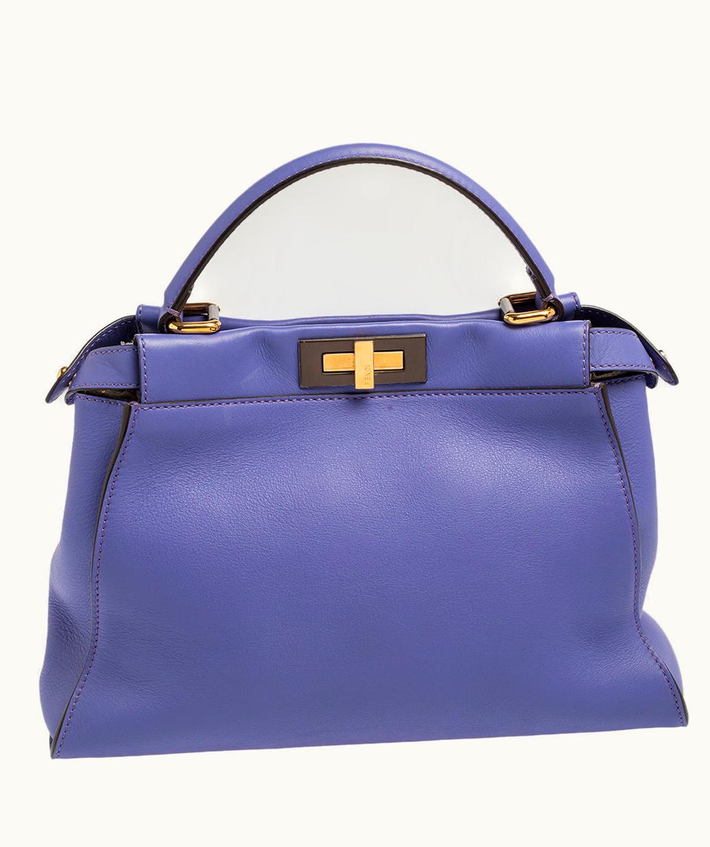 Fendi Fendi Peekaboo Purple Leather Medium Top Handle Bag