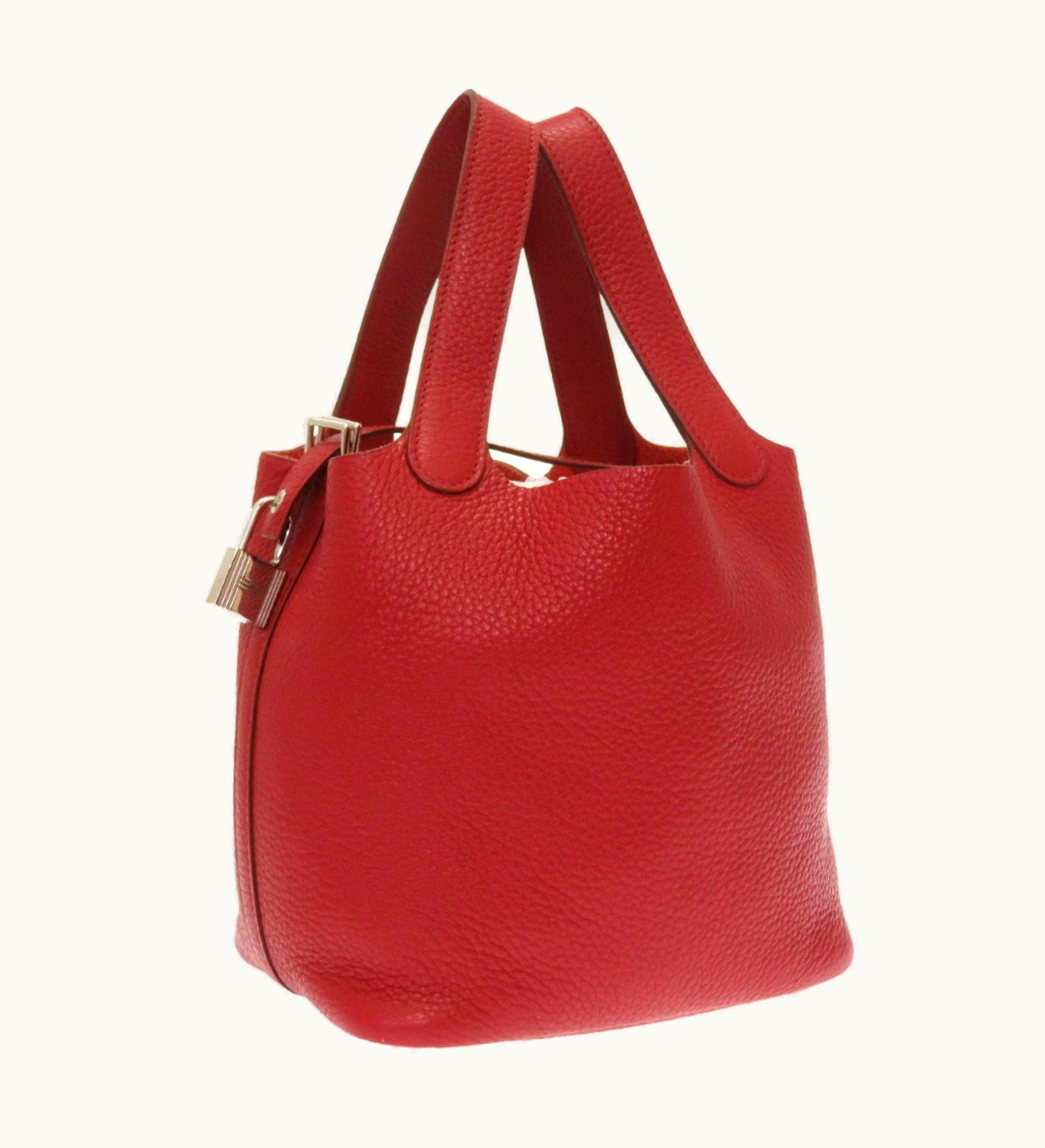 Hermès Hermès Picotin Rock PM Taurillon Clemence Rouge Garancep Engraved Handbag Red