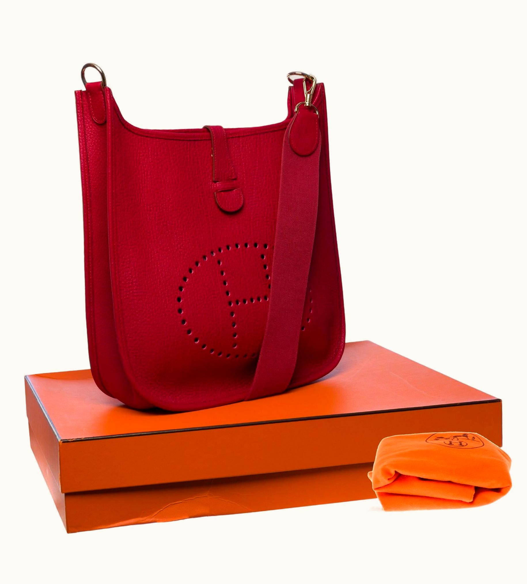 Hermès Hermès Gorgeous Evelyne 33 [GM] Shoulder Bag In Red Casaque Togo Leather