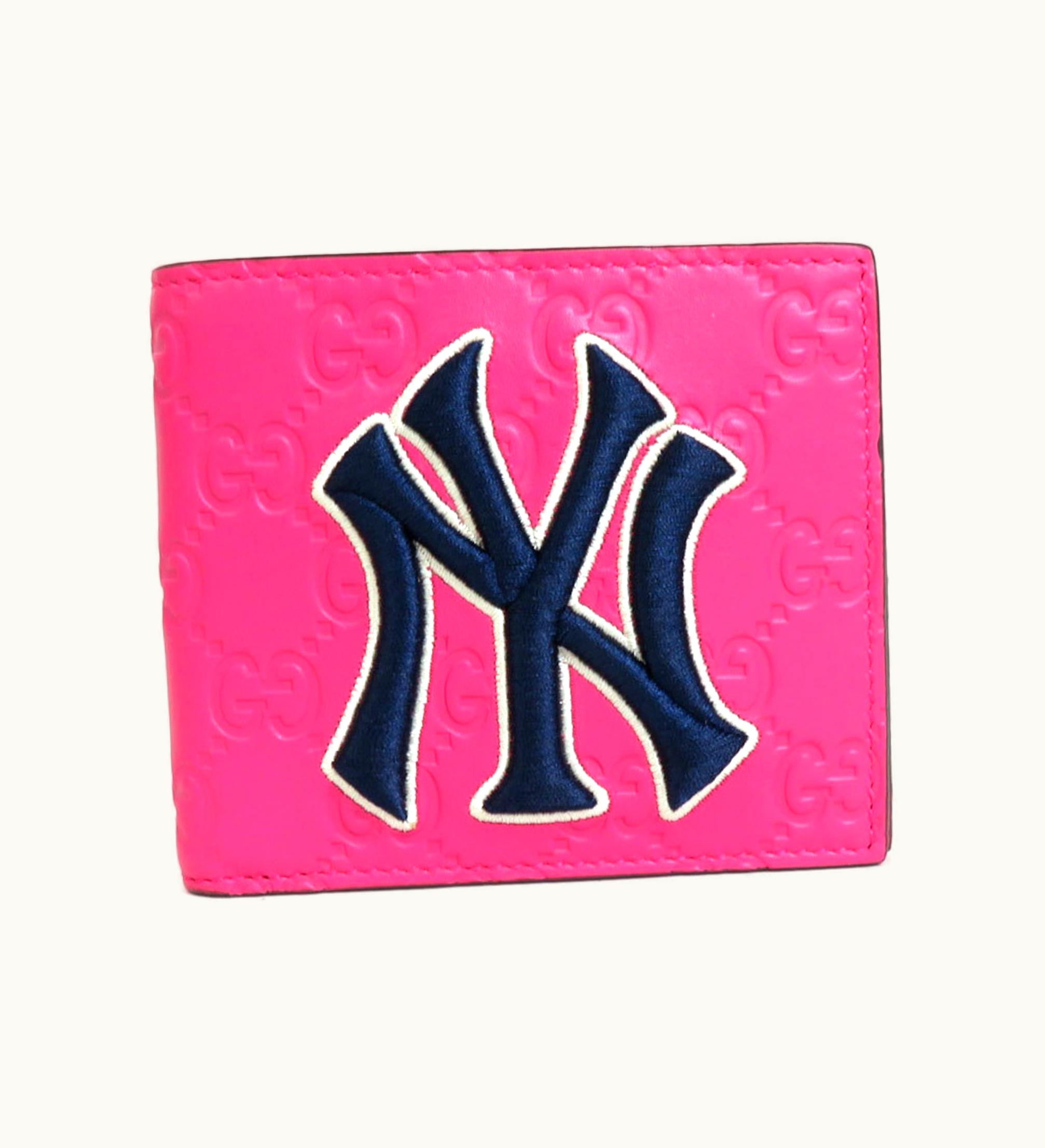 Gucci Gucci Bill Purse Ny Yankees Collaboration Leather Pink X Navy Men's 547787