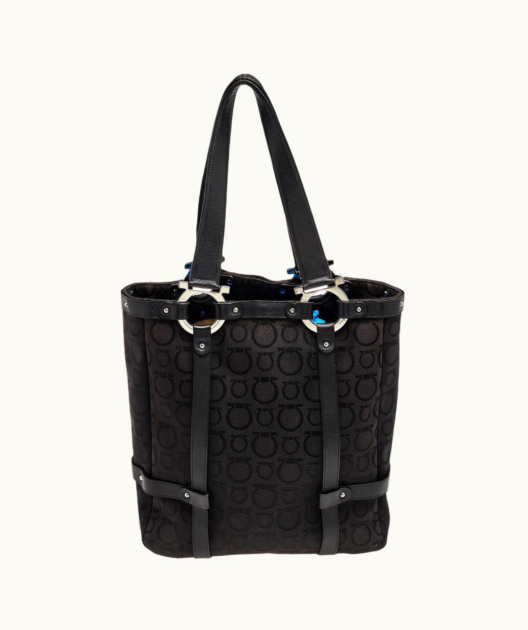 Salvatore Ferragamo Salvatore Ferragamo Black Canvas And Leather Tote