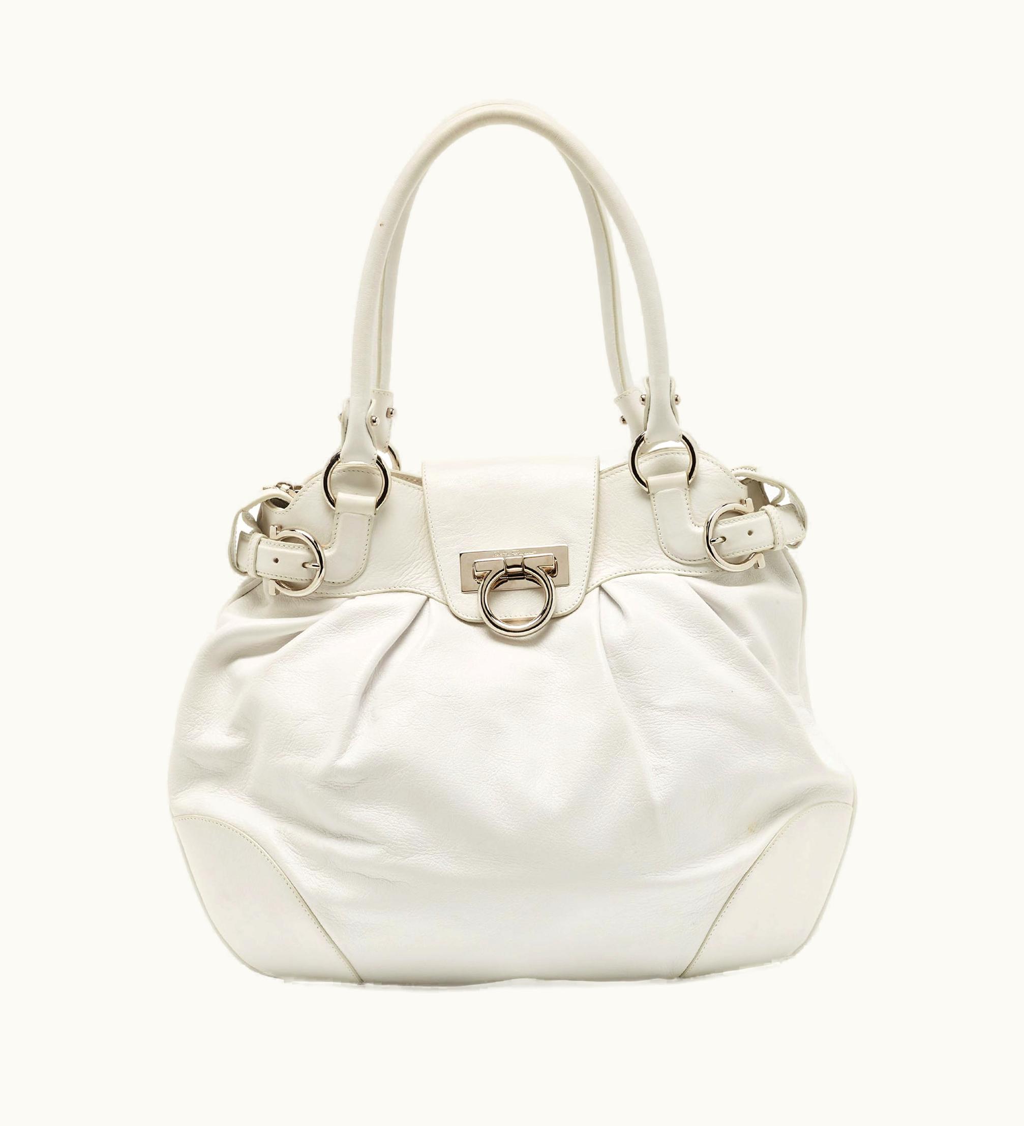 Salvatore Ferragamo Salvatore Ferragamo White Leather Marisa Shoulder Bag