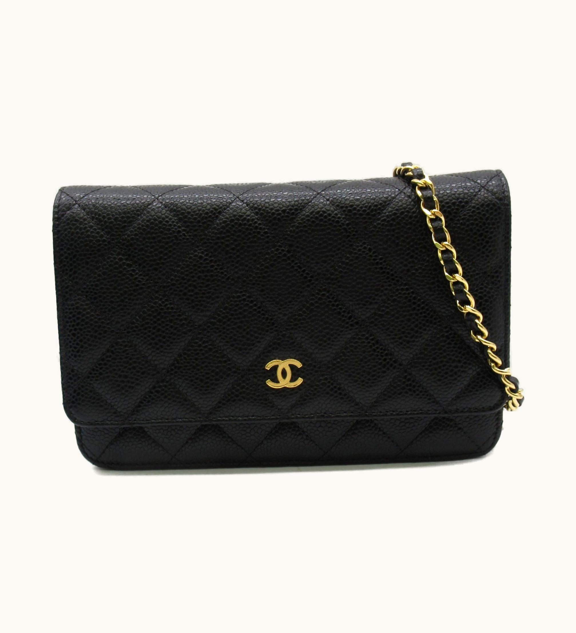 Chanel Chanel Chain Wallet Shoulder Bag Black Caviar Skin [Grained Calf] Ap0250