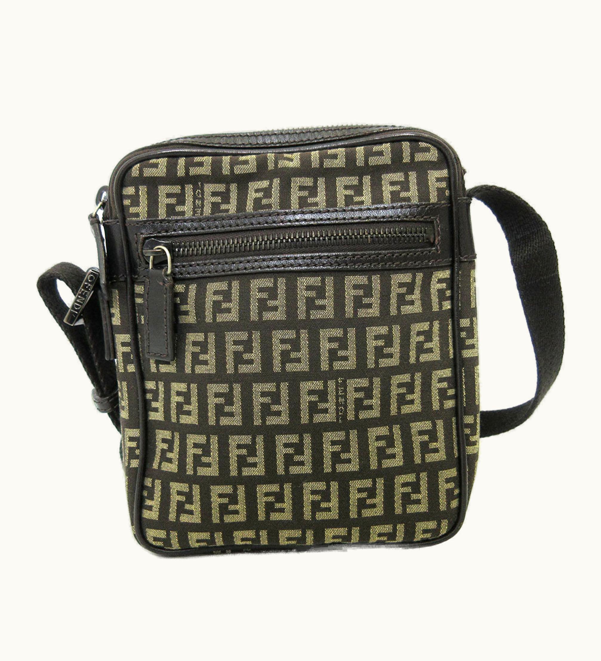 Fendi Fendi Bag Zucchino Mini Shoulder Pochette Brown Women's Canvas Leather