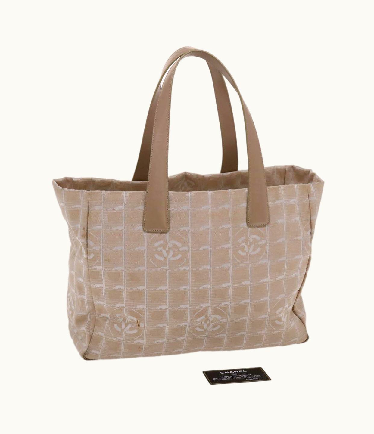 Chanel Chanel New Travel Line Shoulder Bag Nylon Beige CC