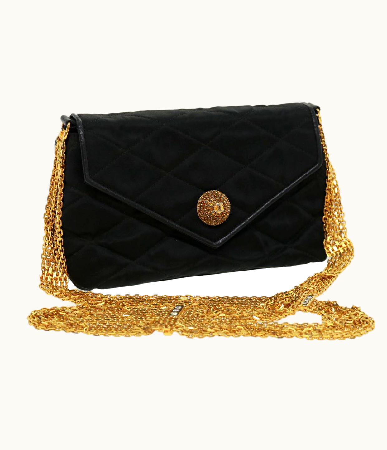 Chanel Chanel Matelasse Chain Stone Shoulder Bag Black CC